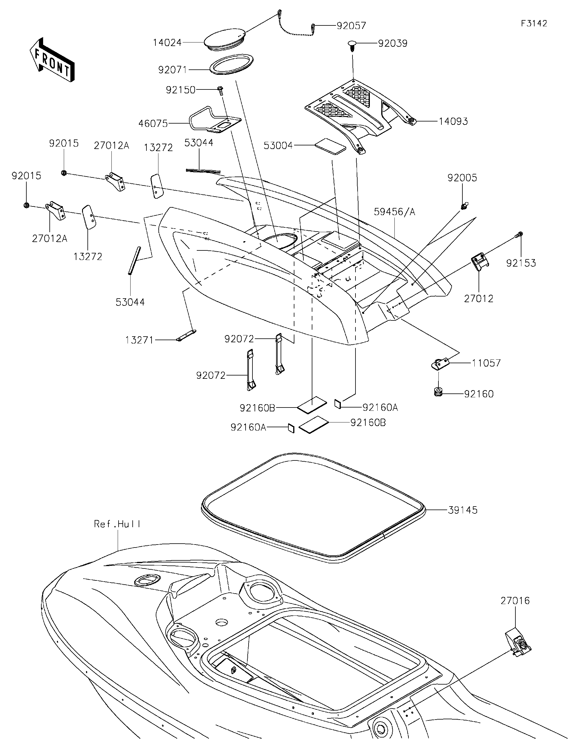 2023 Kawasaki JET SKI® SX-R™ 160 (JS1500APFNN) Engine Hood