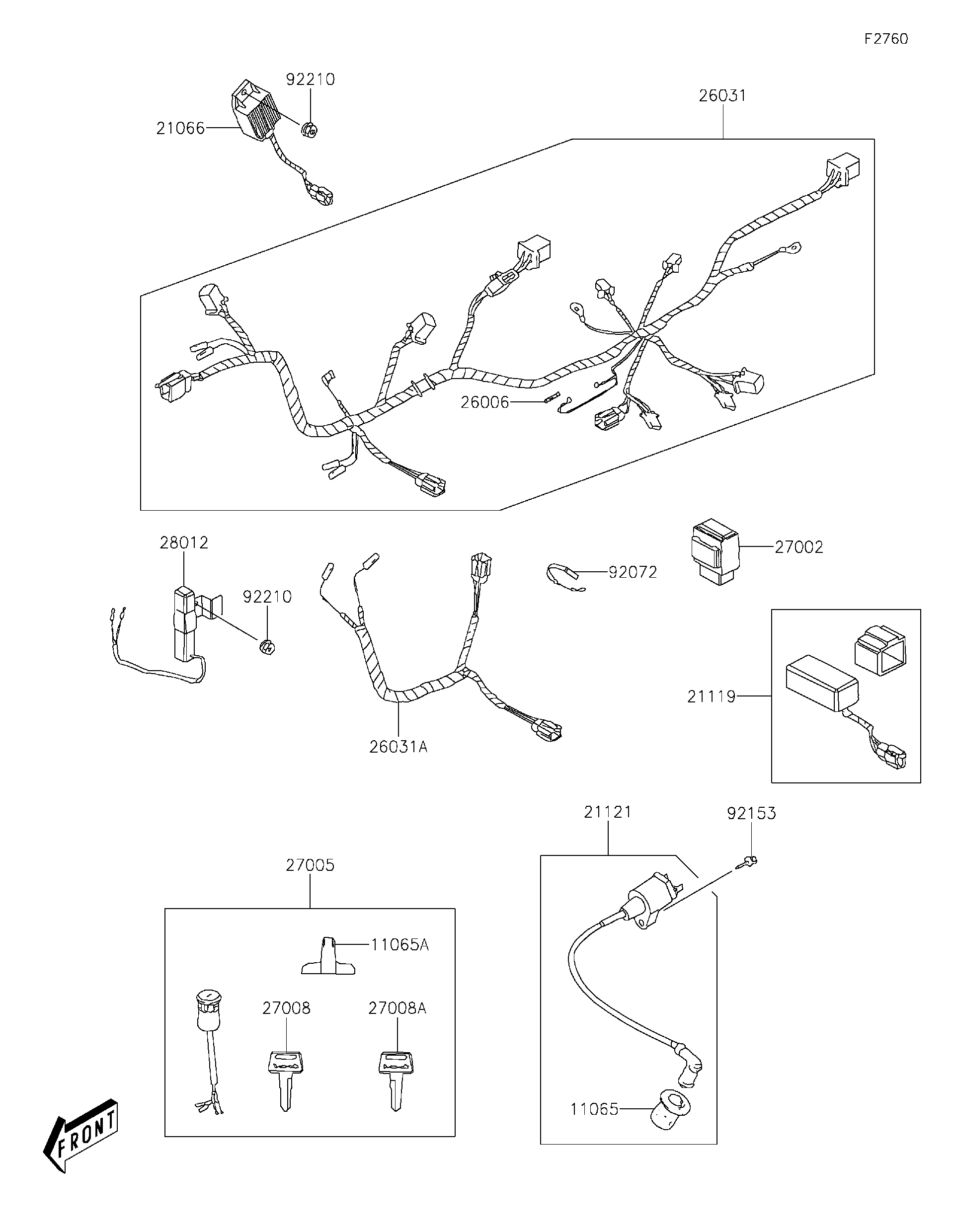 youkaページ Kawasaki Motorcycle 2021 OEM Parts Diagram for Cowling