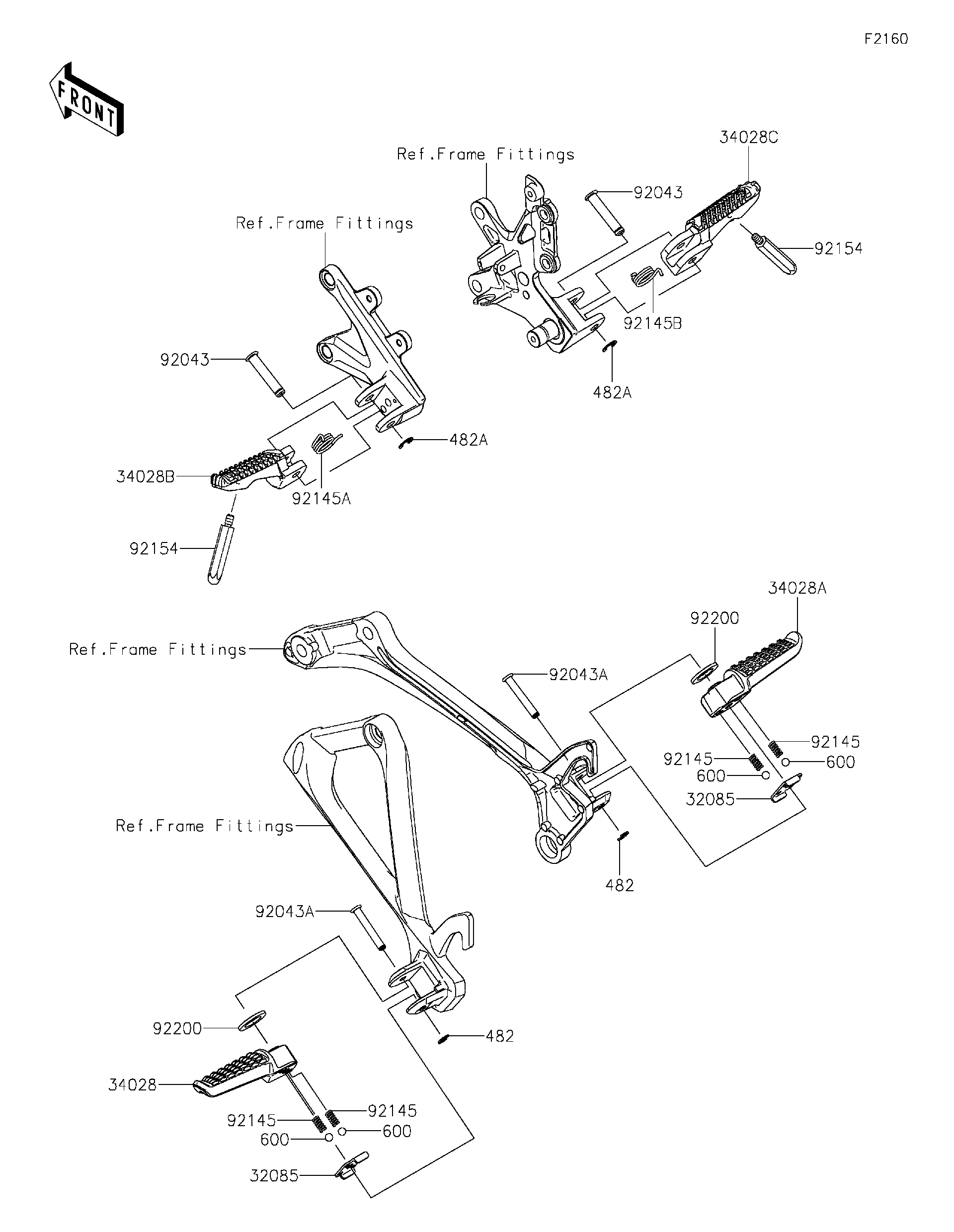 jpkさま Kawasaki Motorcycle 2016 OEM Parts Diagram for FRONT FORK