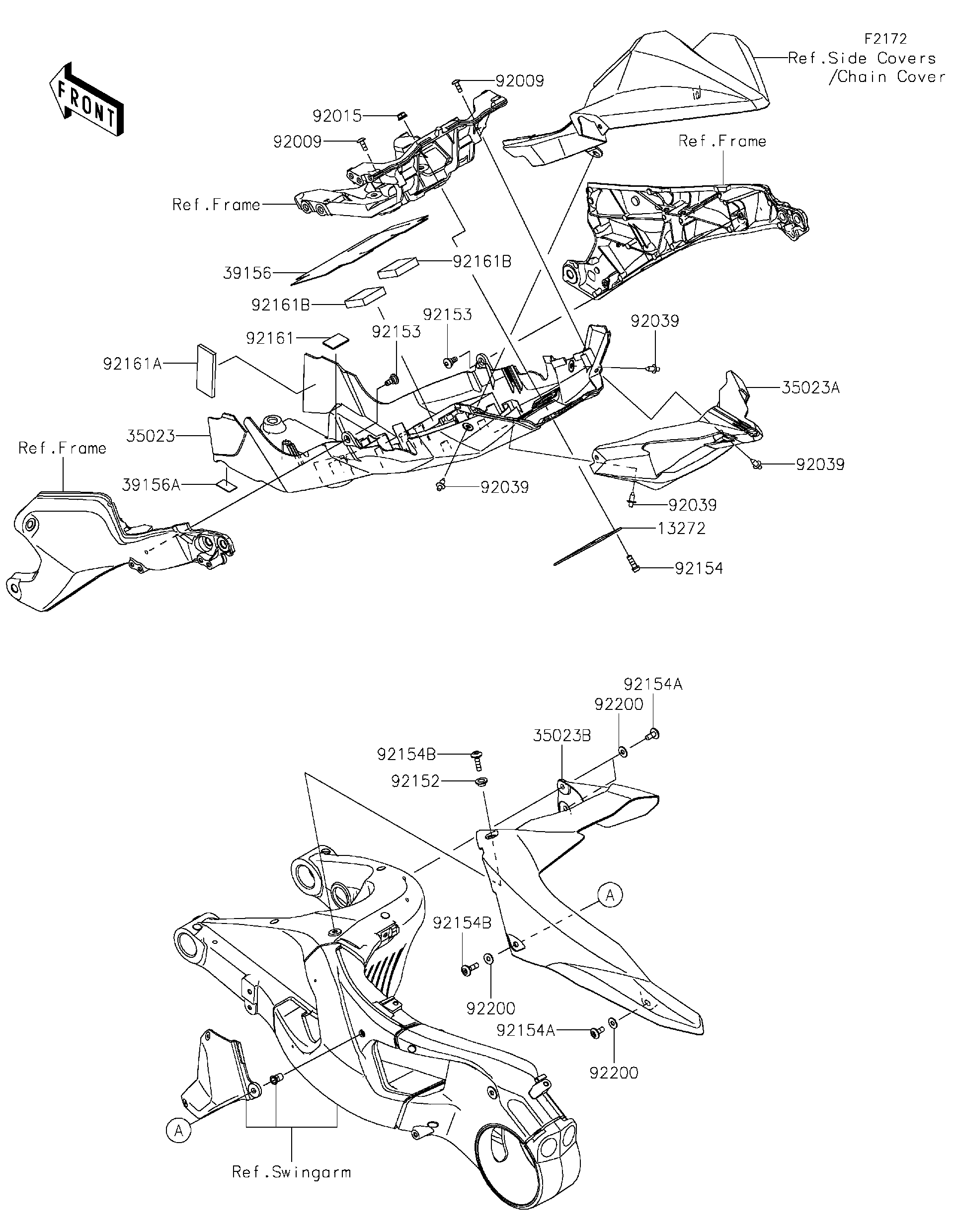 2022 Kawasaki NINJA H2®R (ZX1000YNFNN) Rear Fender(s