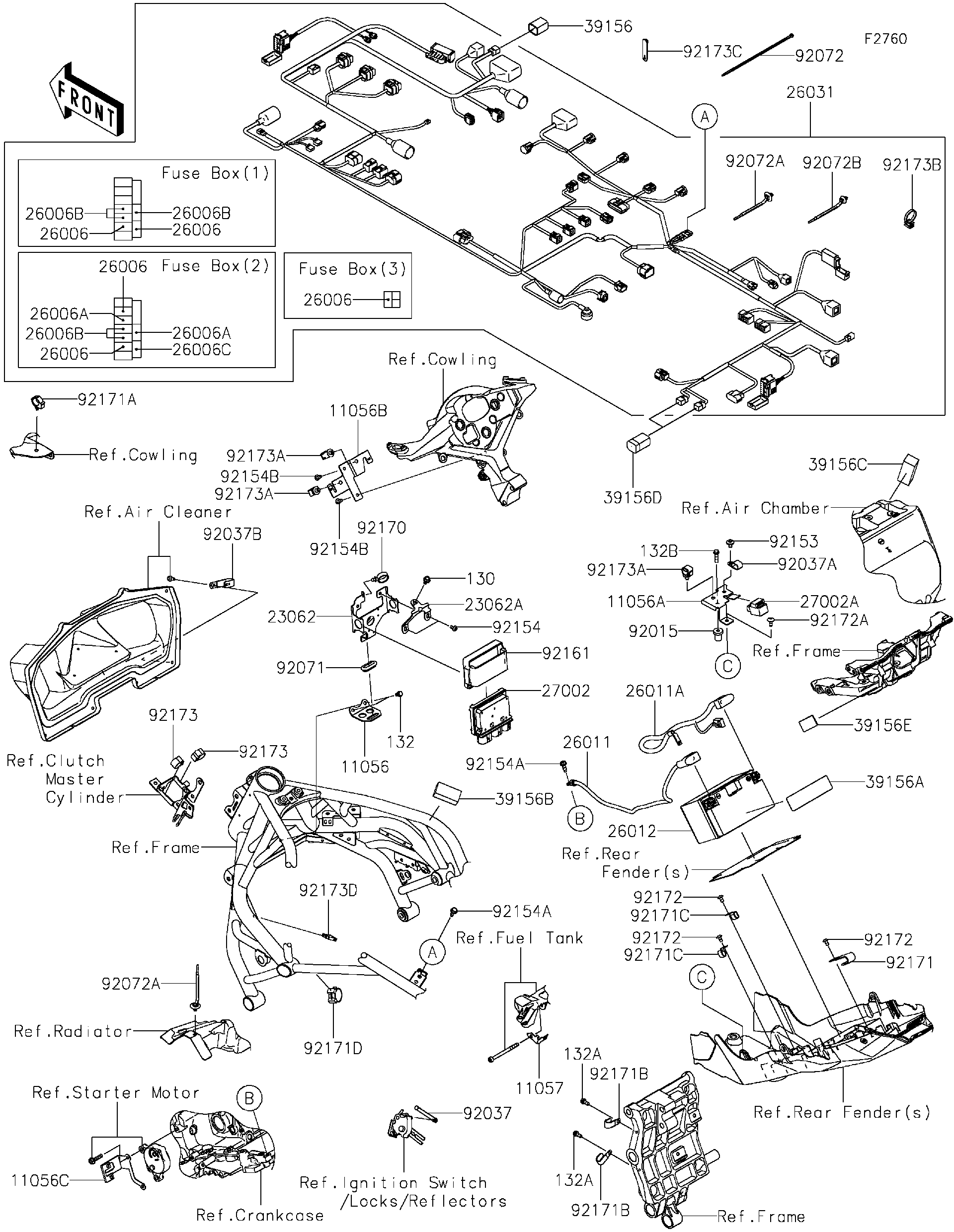 しゅうう☘️　0818 Kawasaki Motorcycle 2008 OEM Parts Diagram for Chassis