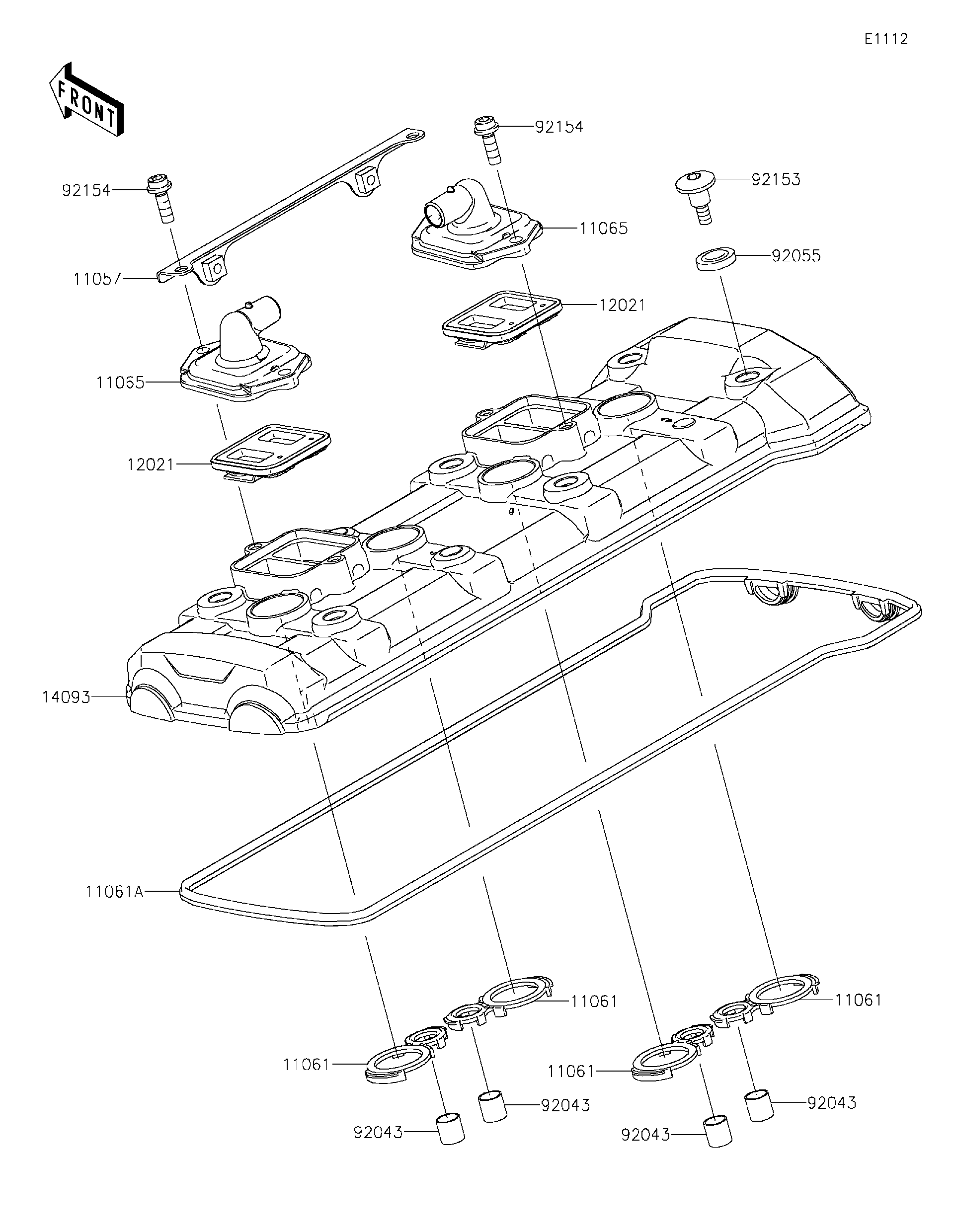 Coco ページ Kawasaki Motorcycle 1993 OEM Parts Diagram for CYLINDER HEAD