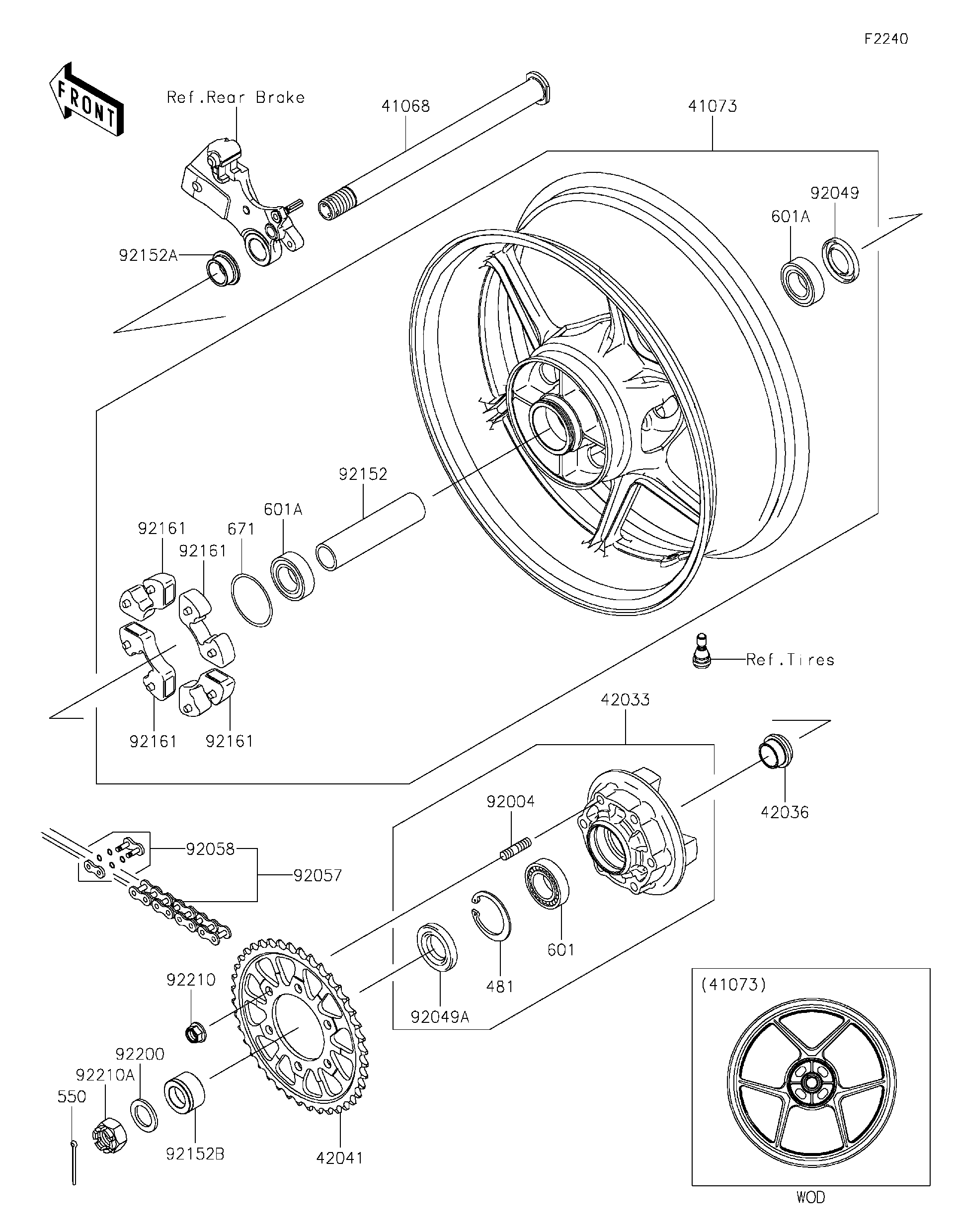 2023 Kawasaki Ninja ZX-6R (CA) (ZX636HPFAL) Rear Wheel/Chain