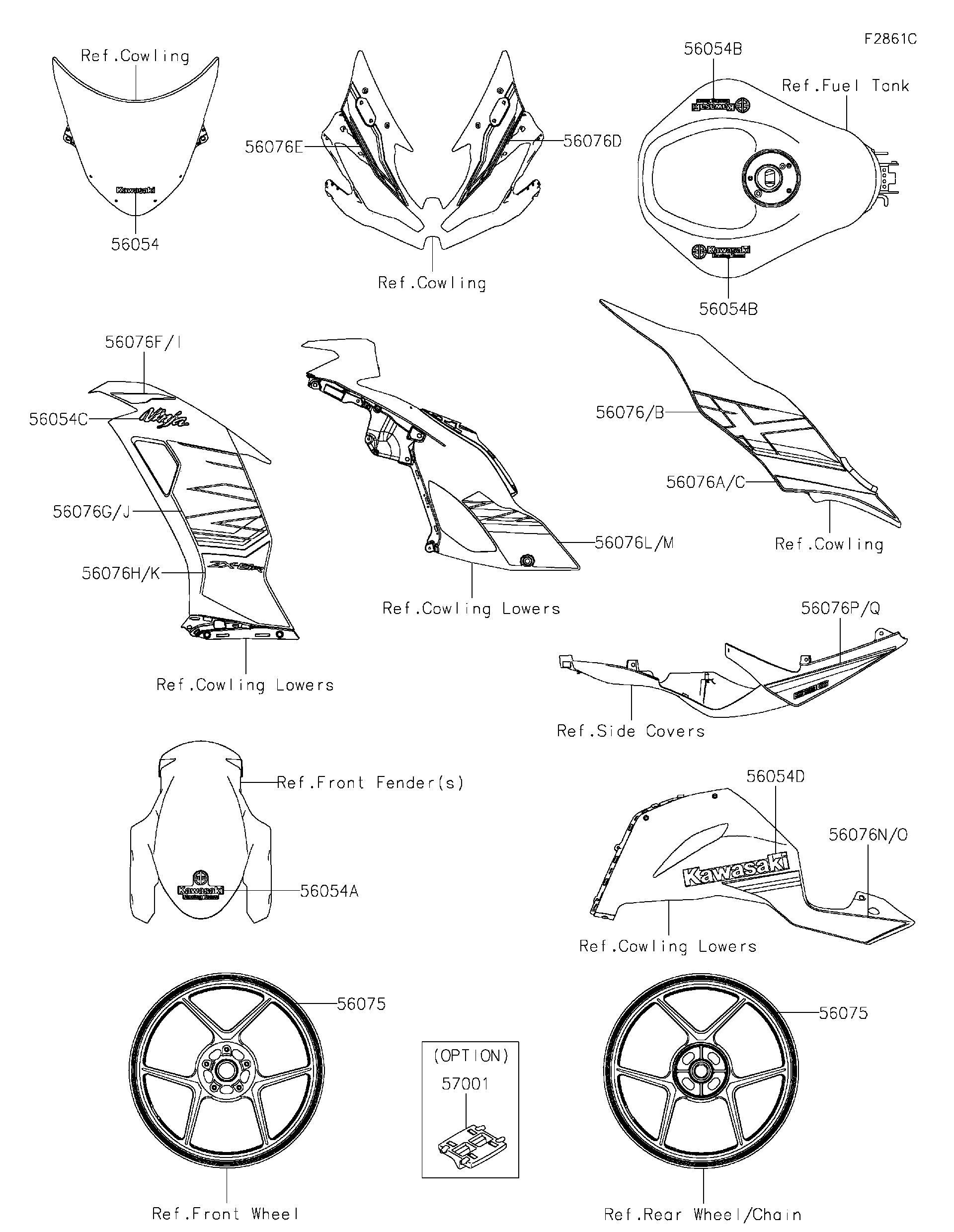 2023 Kawasaki Ninja ZX-6R KRT Edition (ZX636HPSAN) Decals(Green