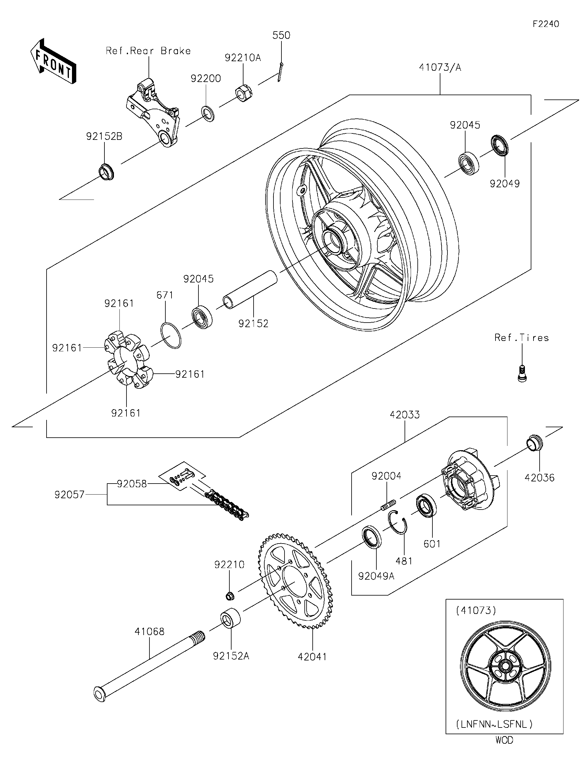 2026 Kawasaki Z H2 SE ABS (ZR1000LTFNL) Rear Wheel/Chain