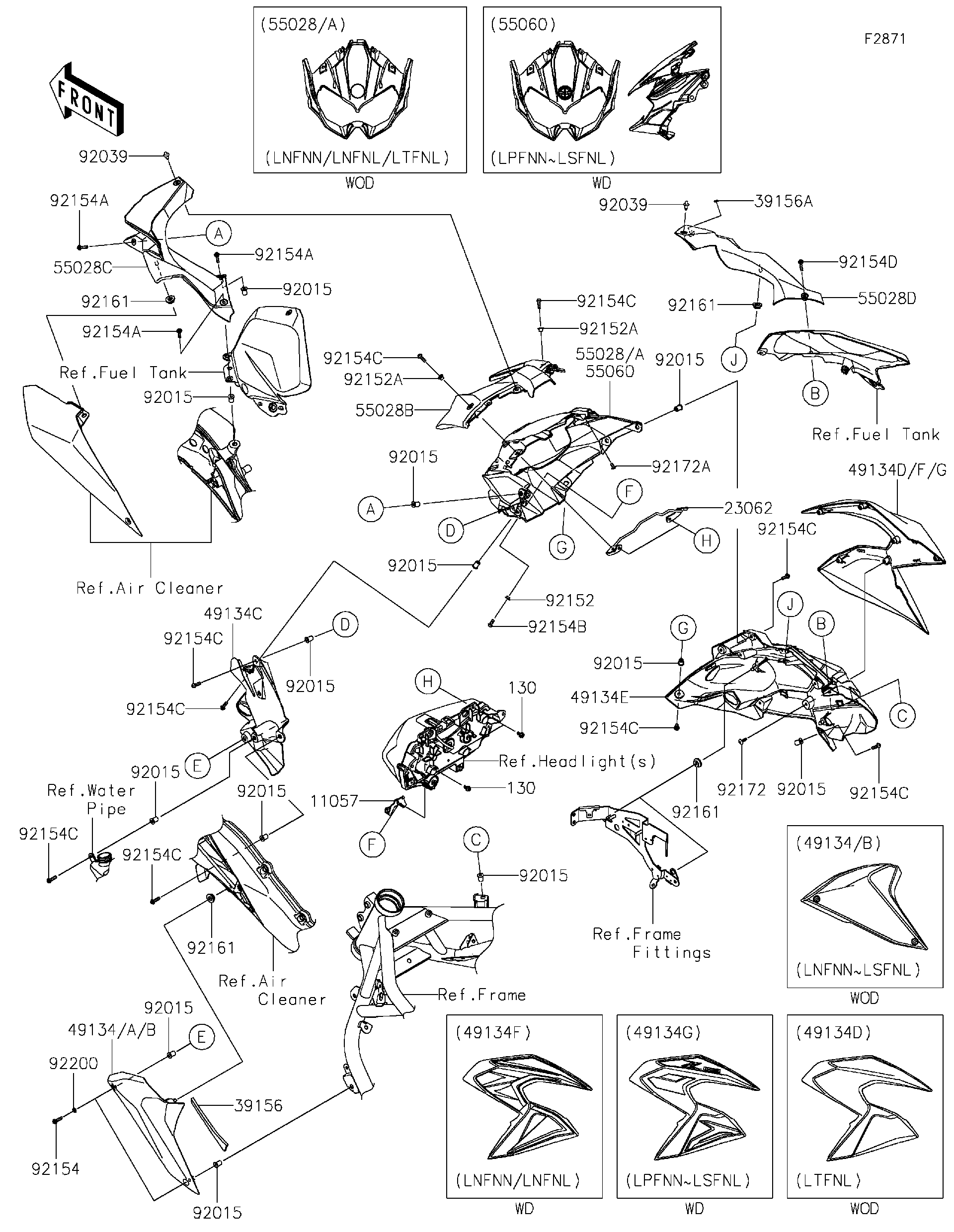 ローカル　上クチビル 2023 Kawasaki Z H2 SE (ZR1000LPFNL) Cowling Motorcycles Parts