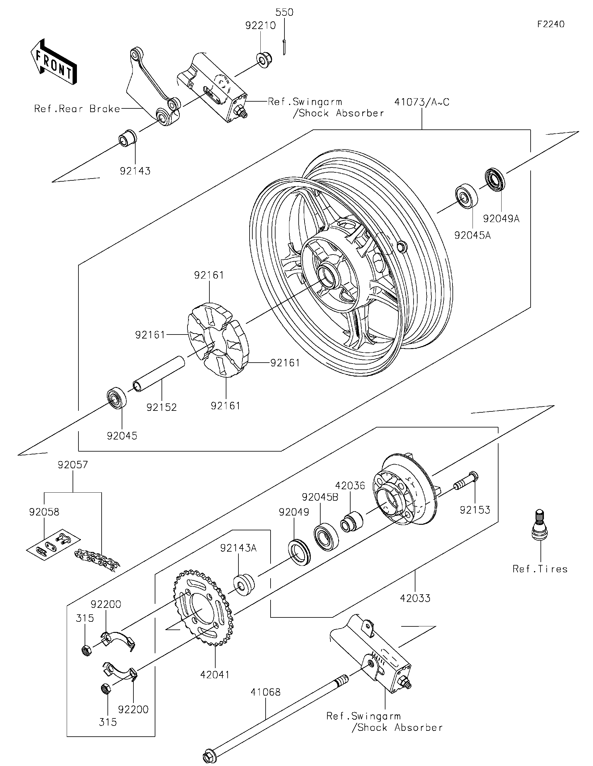 2023 Kawasaki Z125 PRO (BR125JPFNN) Rear Wheel/Chain Motorcycles