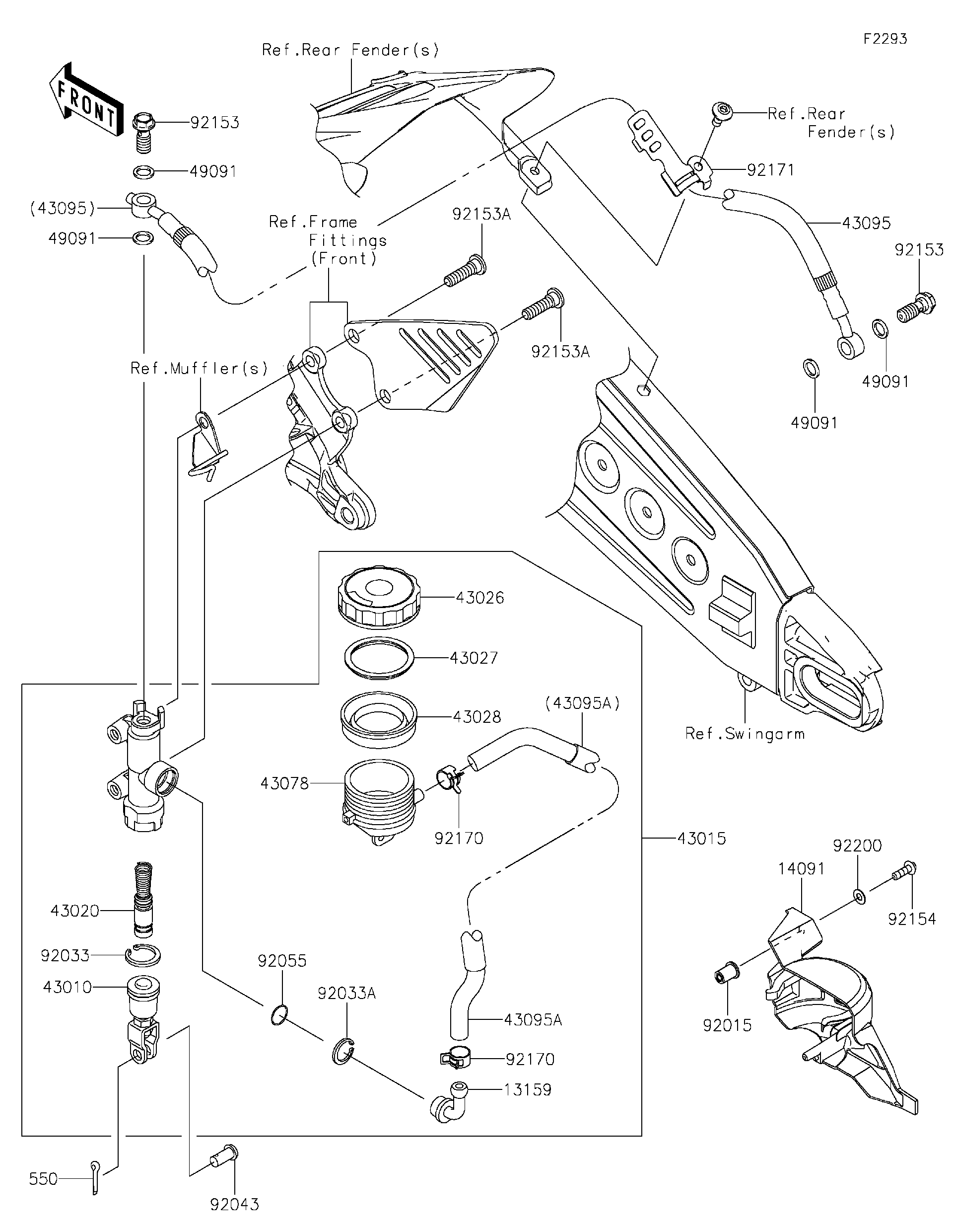 2022 Kawasaki Ninja ZX-6R (ZX600RNFNN) Rear Master Cylinder