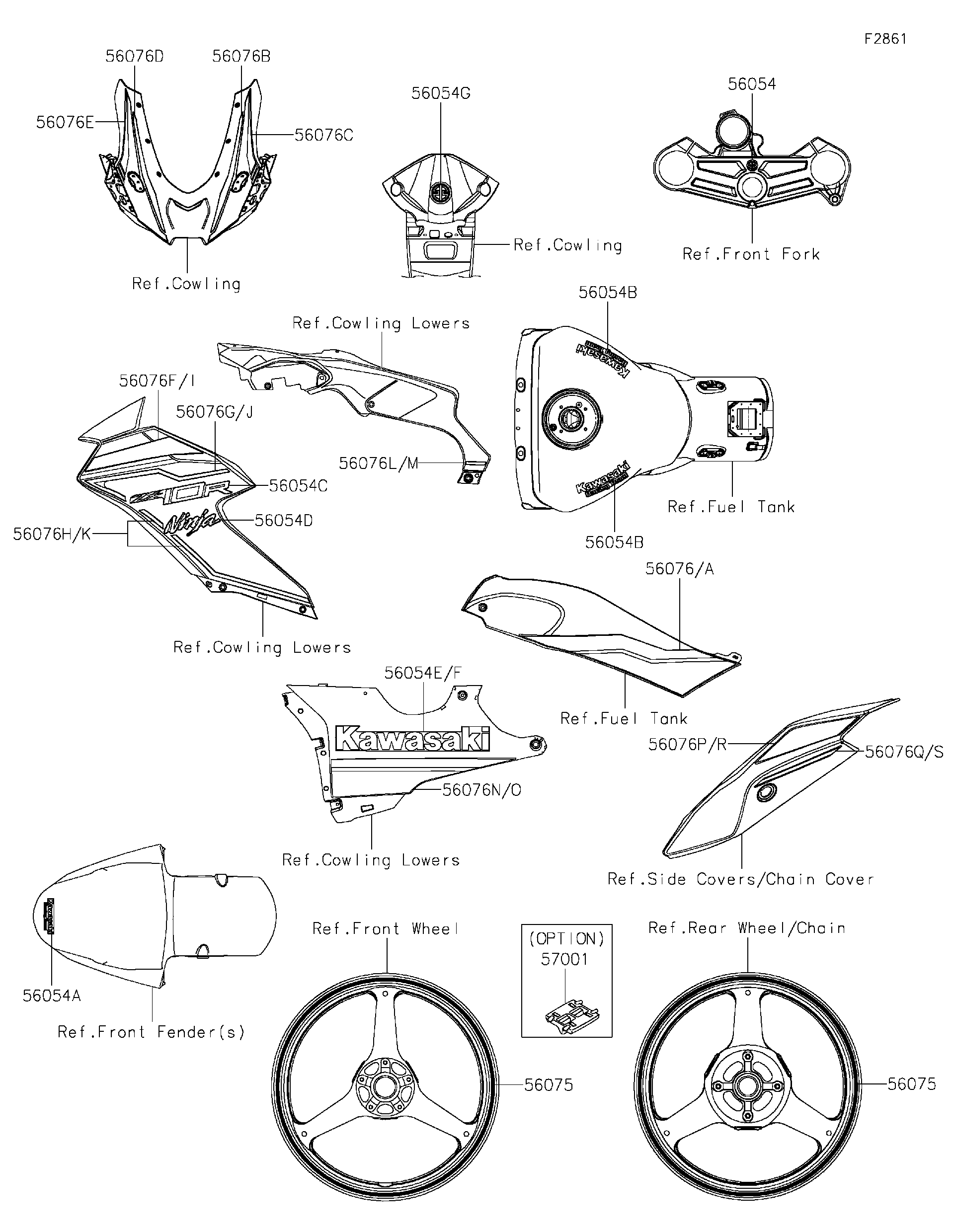 大型掛軸　鷲図 Kawasaki Motorcycle 2022 OEM Parts Diagram for Cowling