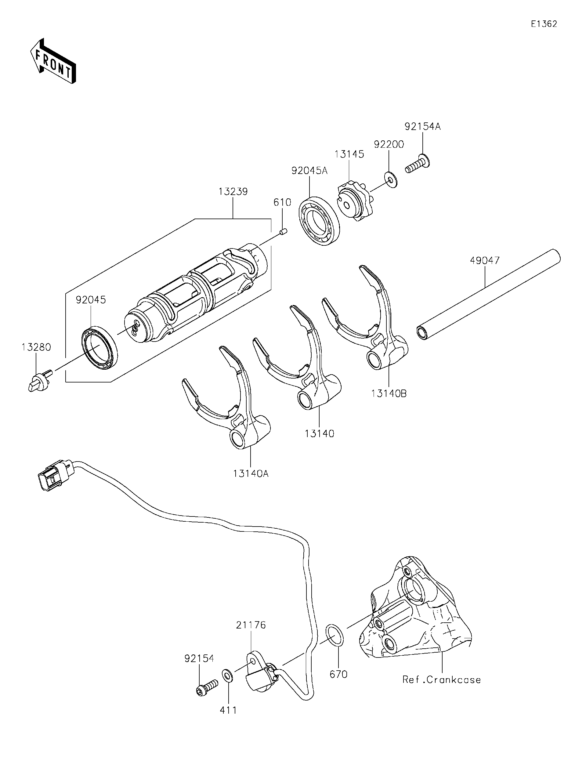 2023 Kawasaki NINJA H2® SX SE (ZX1002RPFNL) Gear Change Drum/Shift