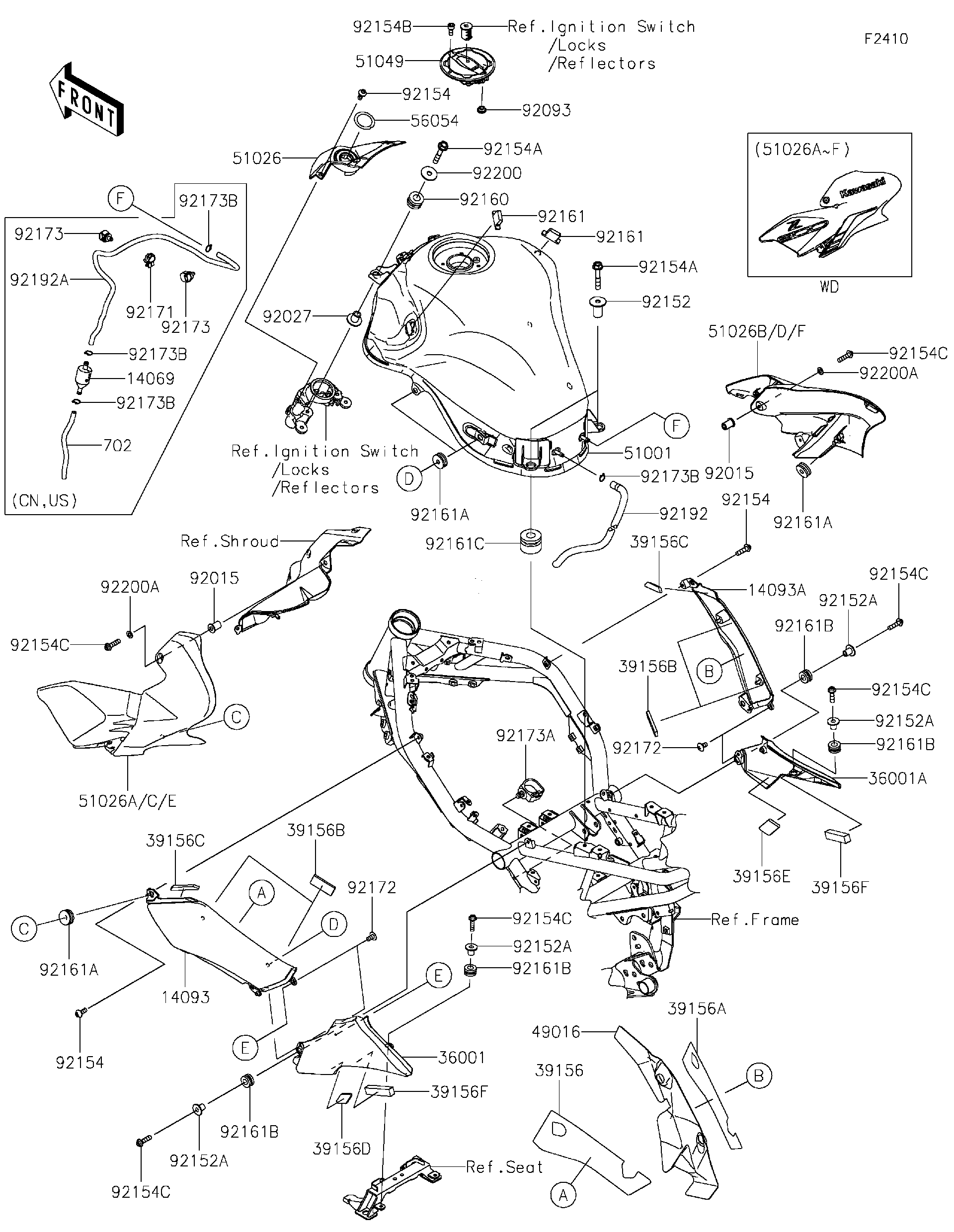 2022 Kawasaki Z900 (ZR900FNSBN) Fuel Tank(FNSNN/FNSNL) Motorcycles