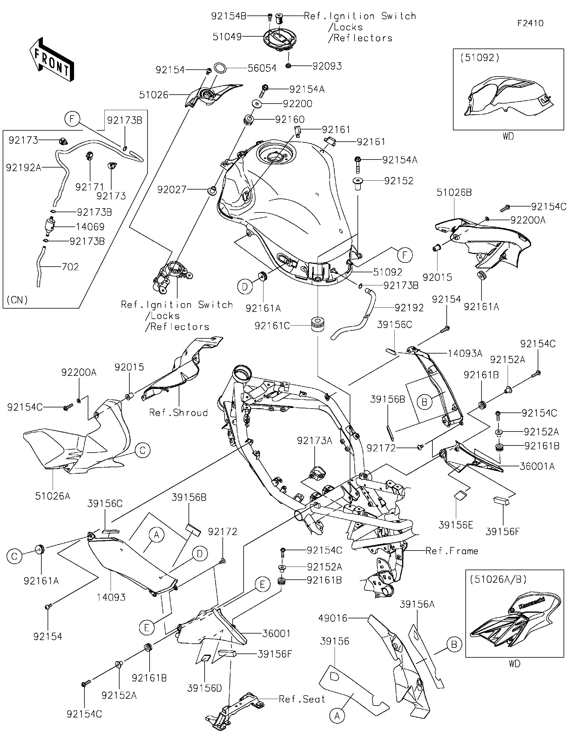2022 Kawasaki Z900 SE (ZR900MNSNL) Fuel Tank Motorcycles Parts