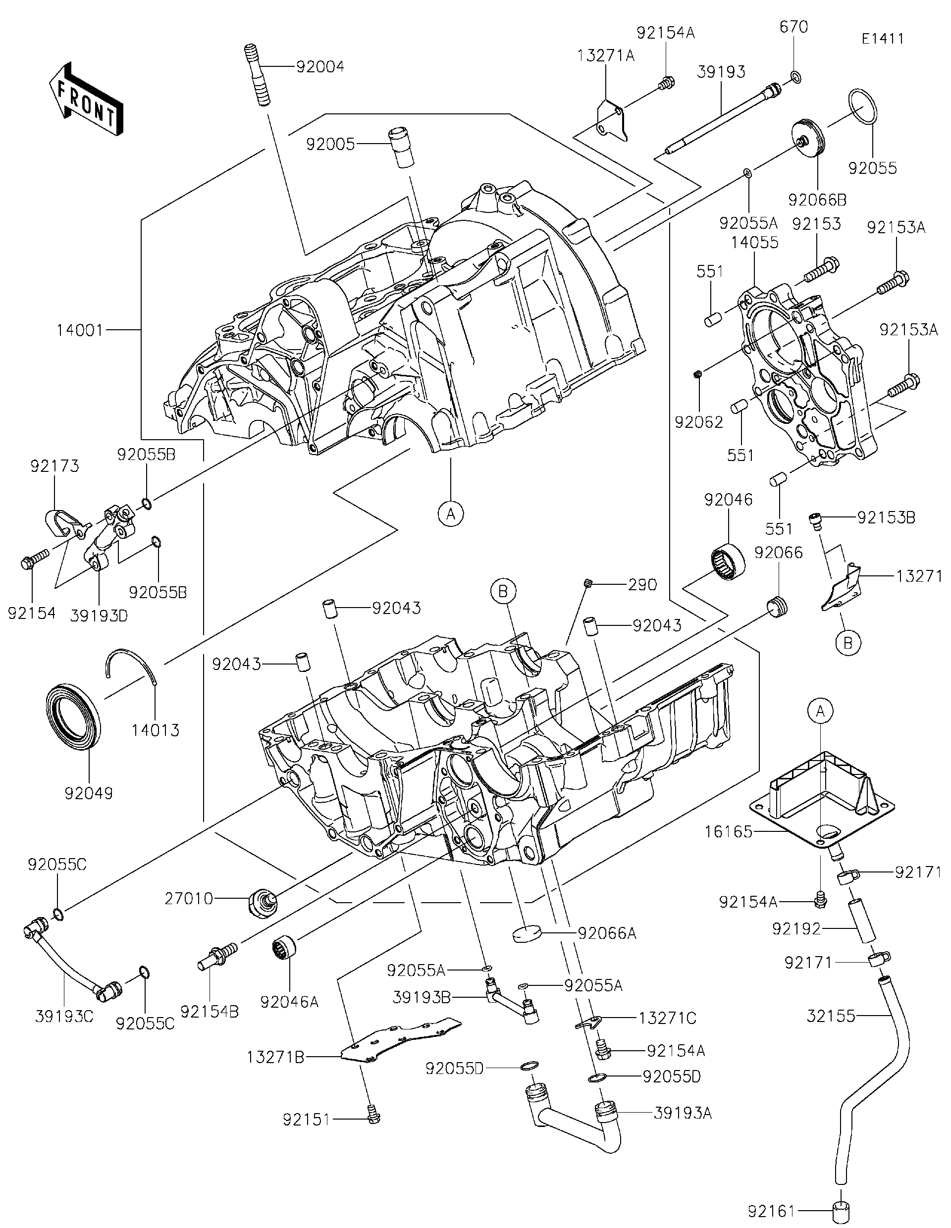 2023 Kawasaki NINJA® 650 (EX650RPFNN) Crankcase Motorcycles Parts