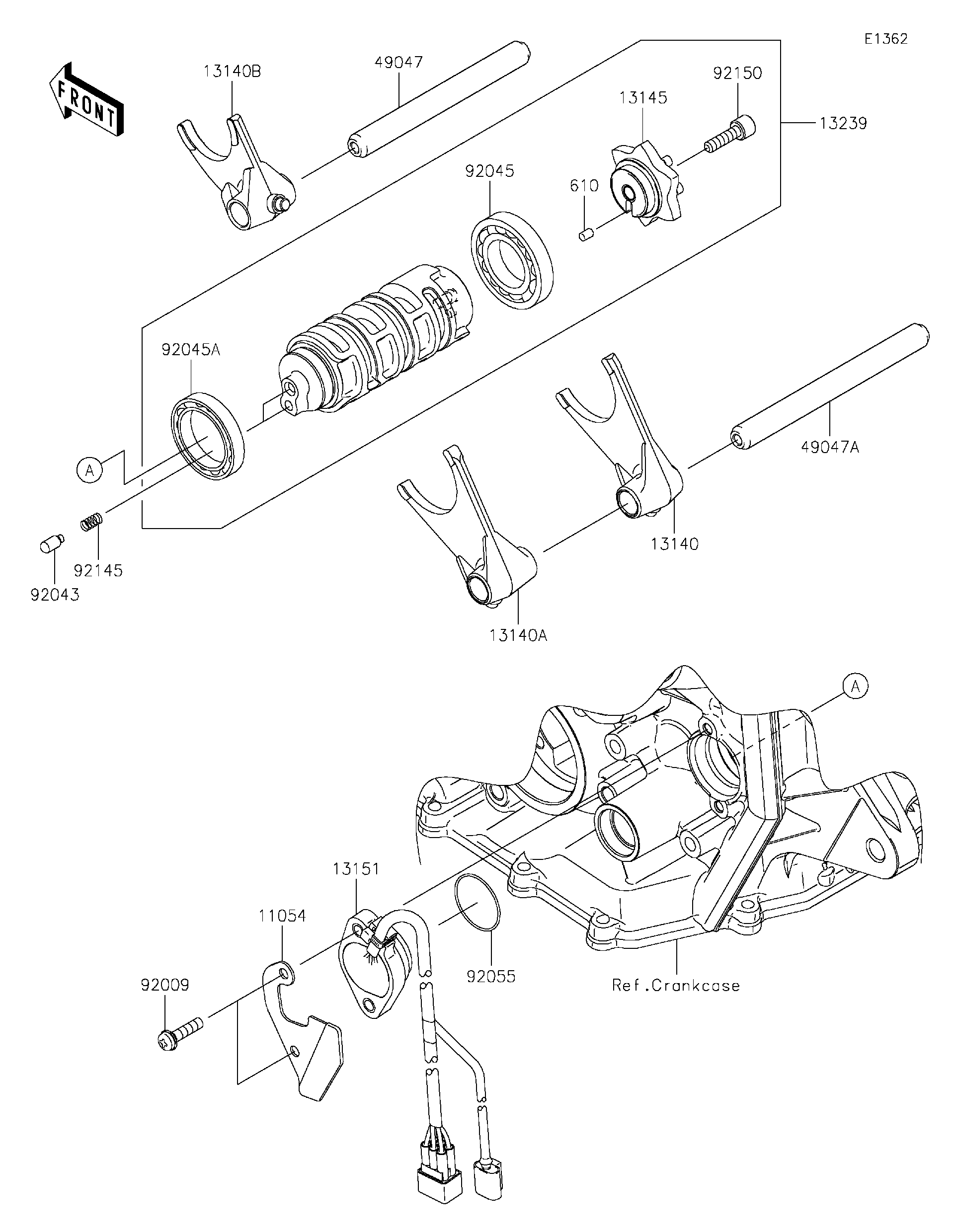 Toraページ Kawasaki Motorcycle 2023 OEM Parts Diagram for Throttle