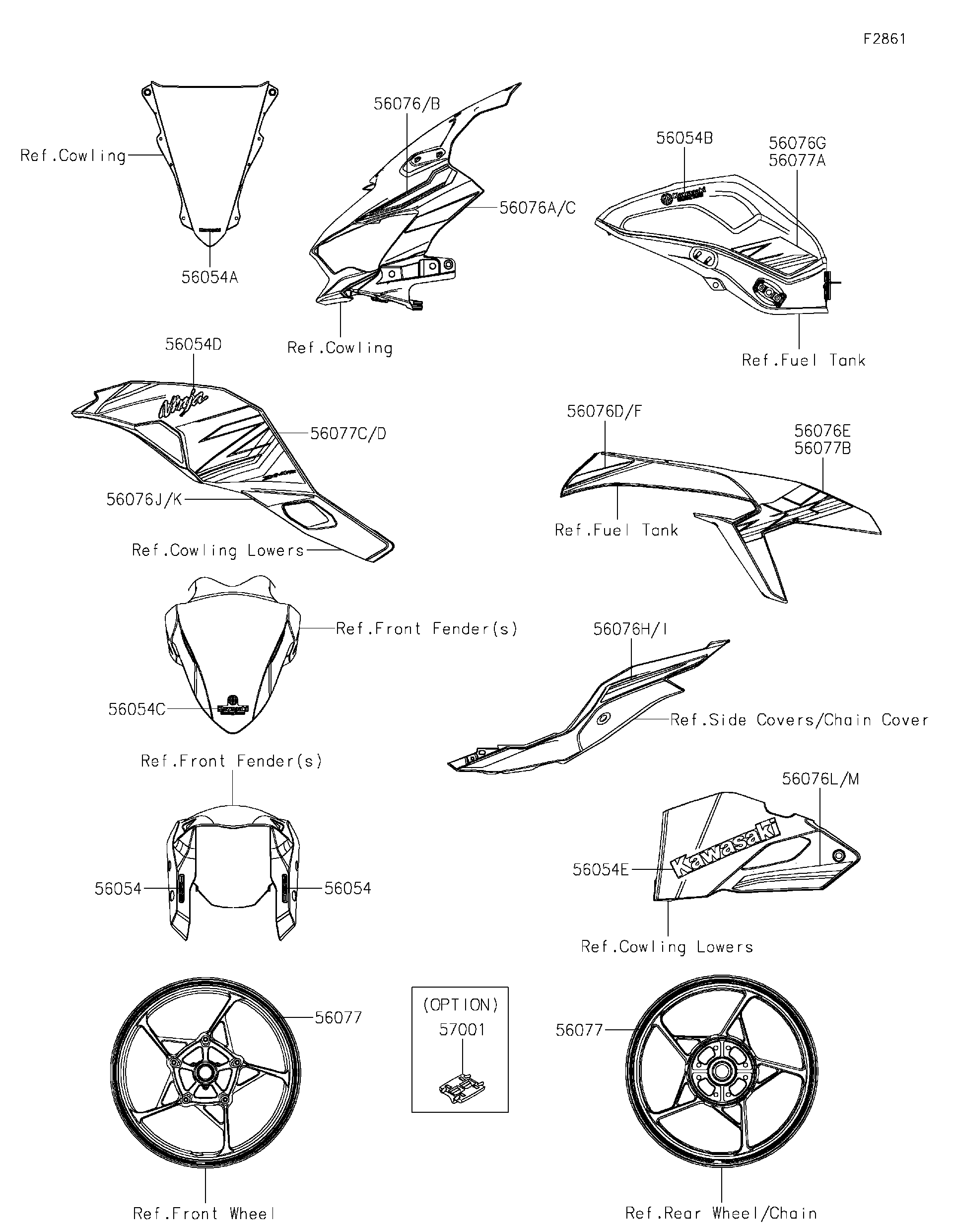 Reページ Kawasaki Motorcycle 1998 OEM Parts Diagram for REAR BRAKE
