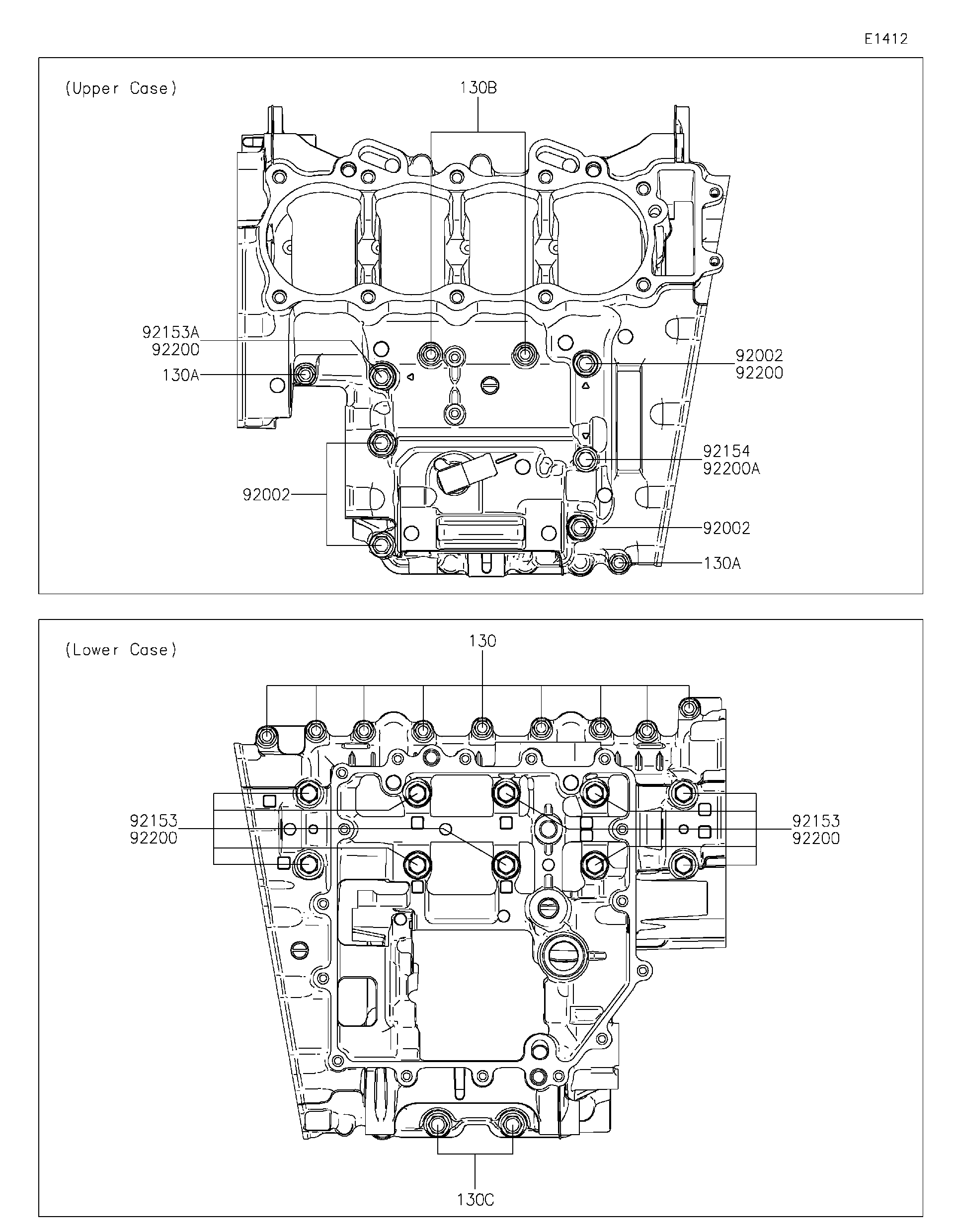 2023 Kawasaki Ninja ZX-4R ABS (ZX400PPFNN) Crankcase Bolt Pattern