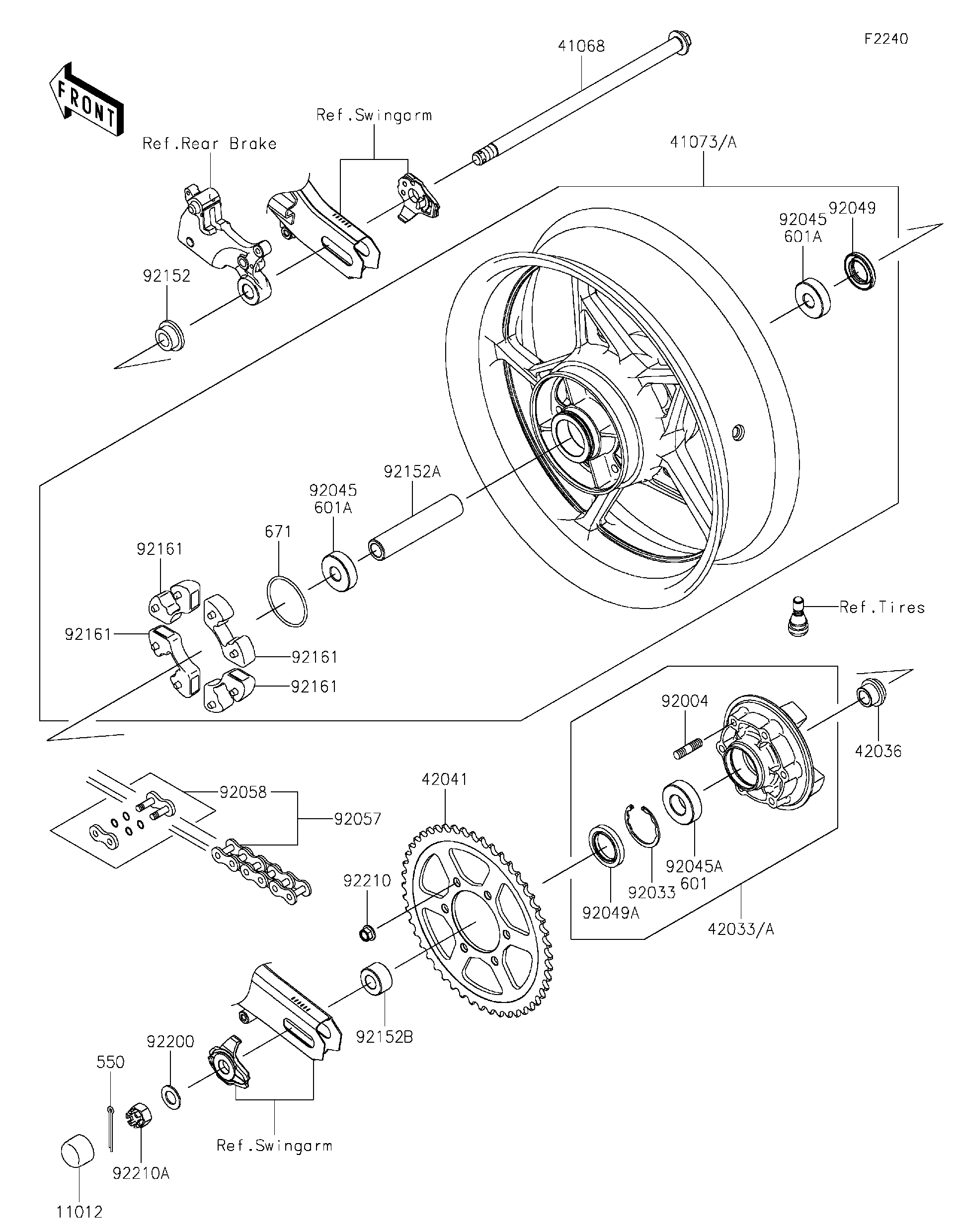 2026 Kawasaki NINJA® ZX™-4R ABS (ZX400PTFNL) Rear Wheel/Chain
