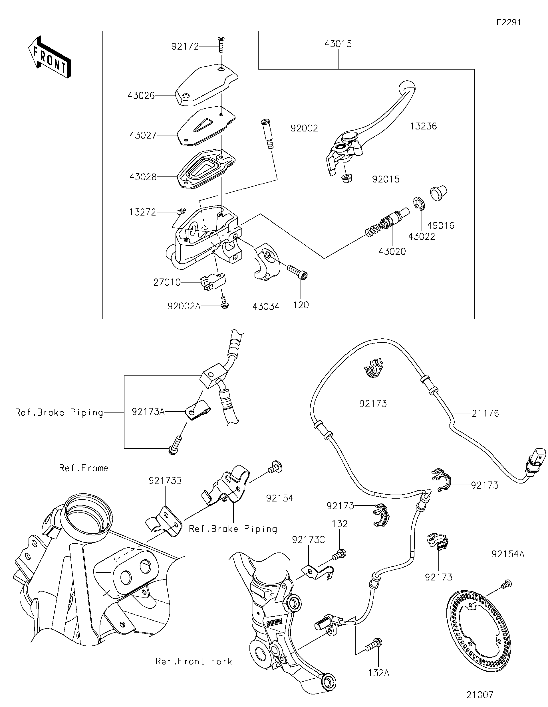 2025 Kawasaki Ninja ZX-4R ABS (ZX400PSFNL) Front Master Cylinder