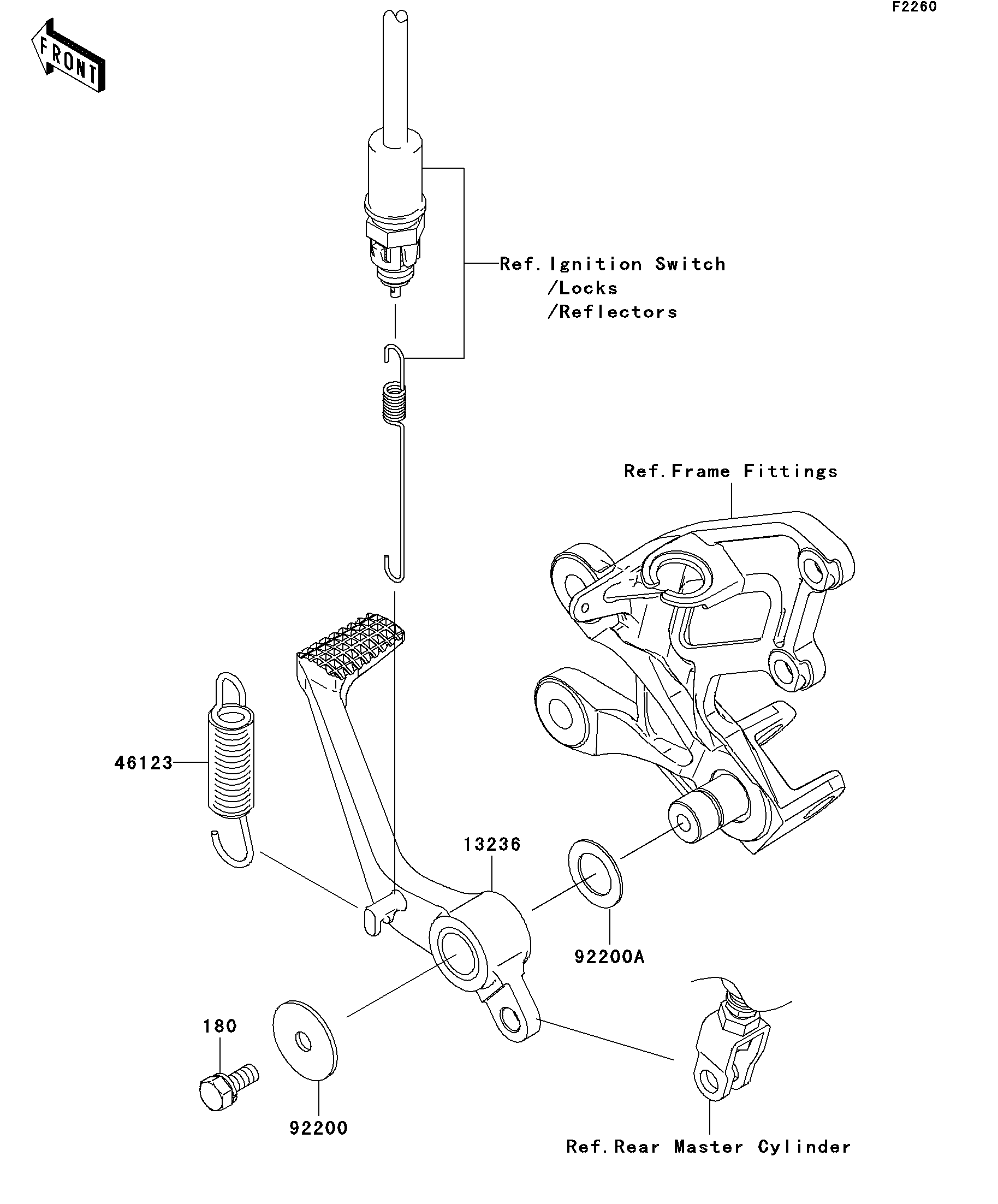 黄金の左足 2006 2007 KAWASAKI ZX10 ZX10R Right Brake Foot Peg Master