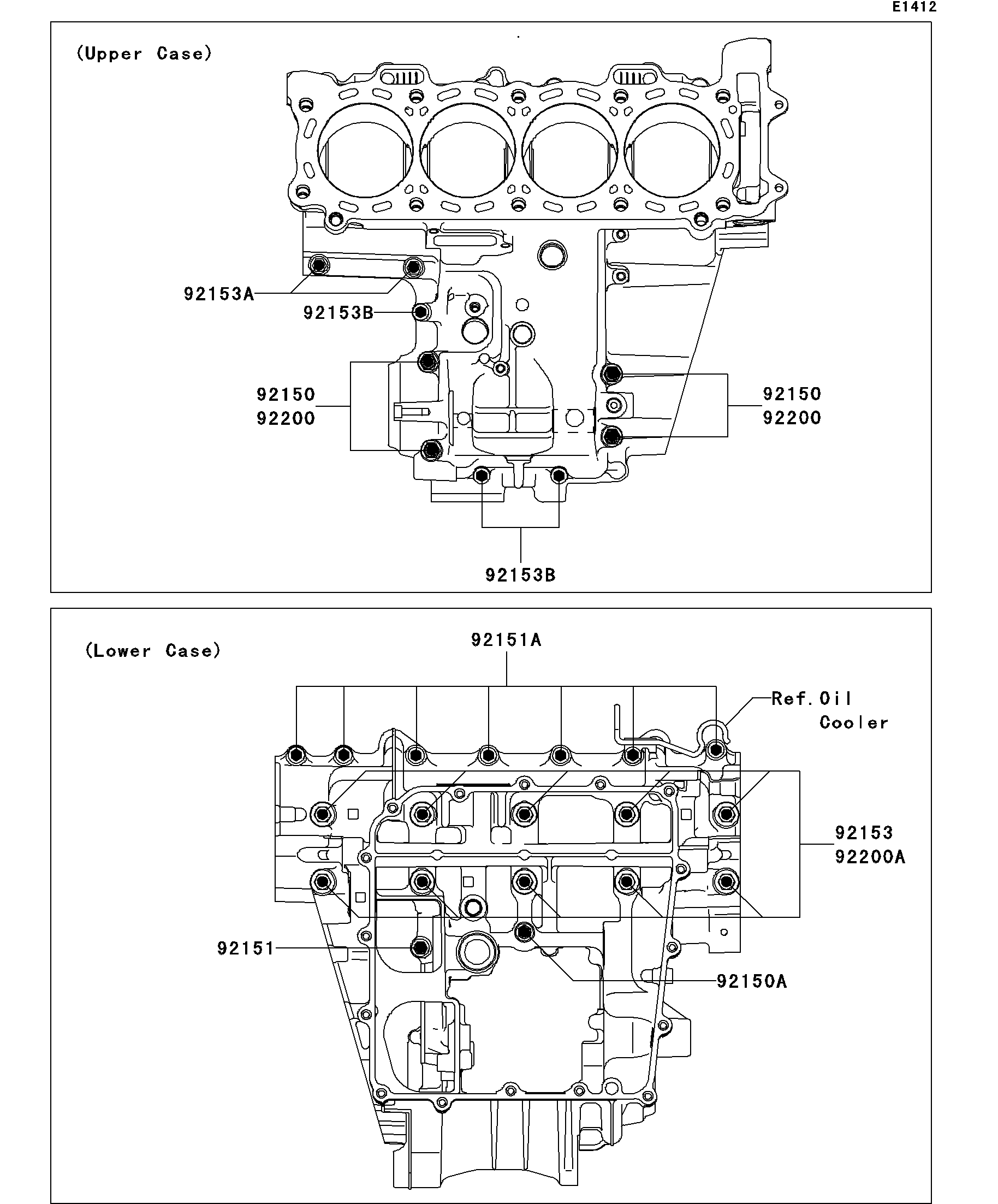 2009 Kawasaki Ninja® ZX™-10R (ZX1000E9FA) Crankcase Bolt Pattern