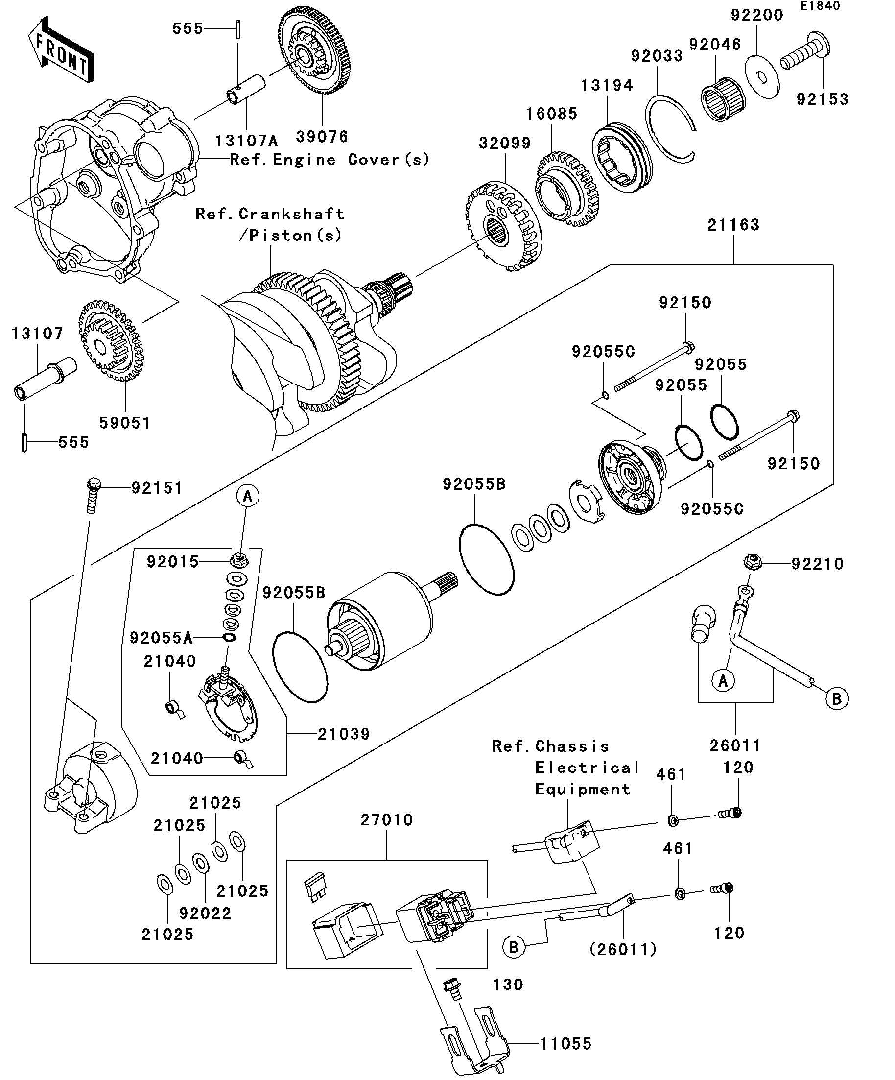 k1107kページ 2009 Kawasaki Ninja® ZX™-10R (ZX1000E9FA) Starter Motor