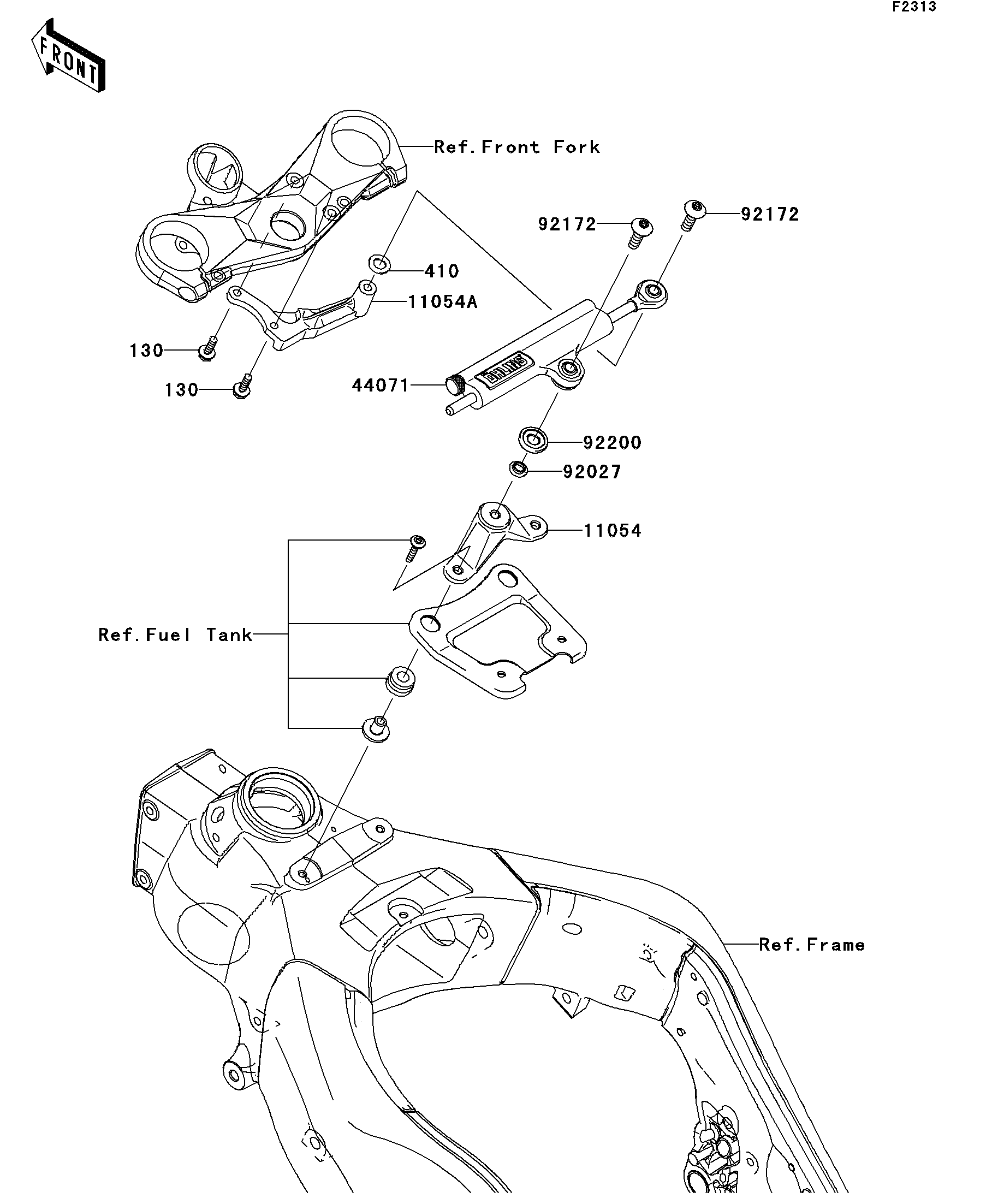 권지선樣 2009 Kawasaki Ninja® ZX™-10R (ZX1000E9FA) Steering Damper