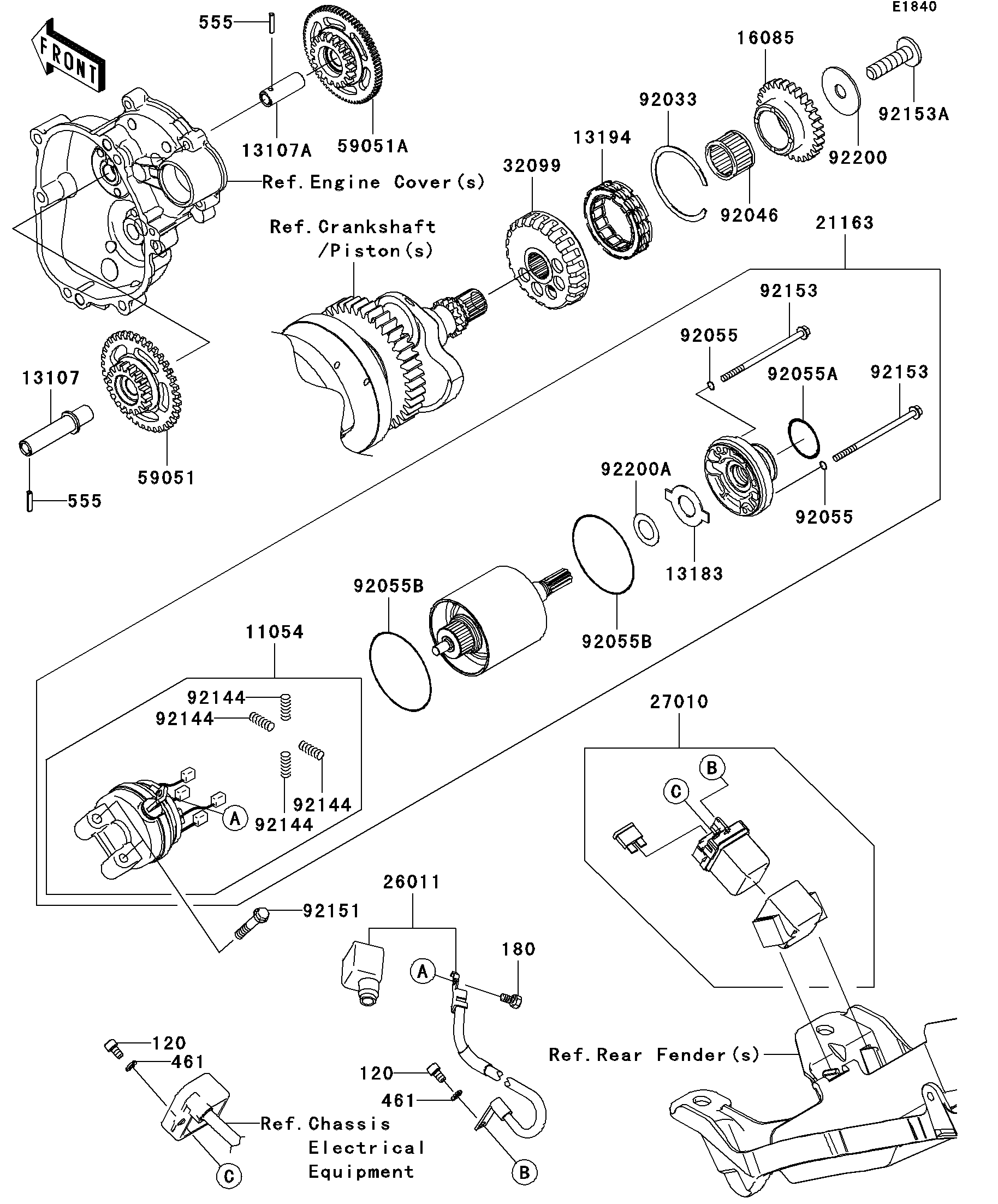 2011 Kawasaki NINJA® ZX™-6R (ZX600RBF) Starter Motor Motorcycles