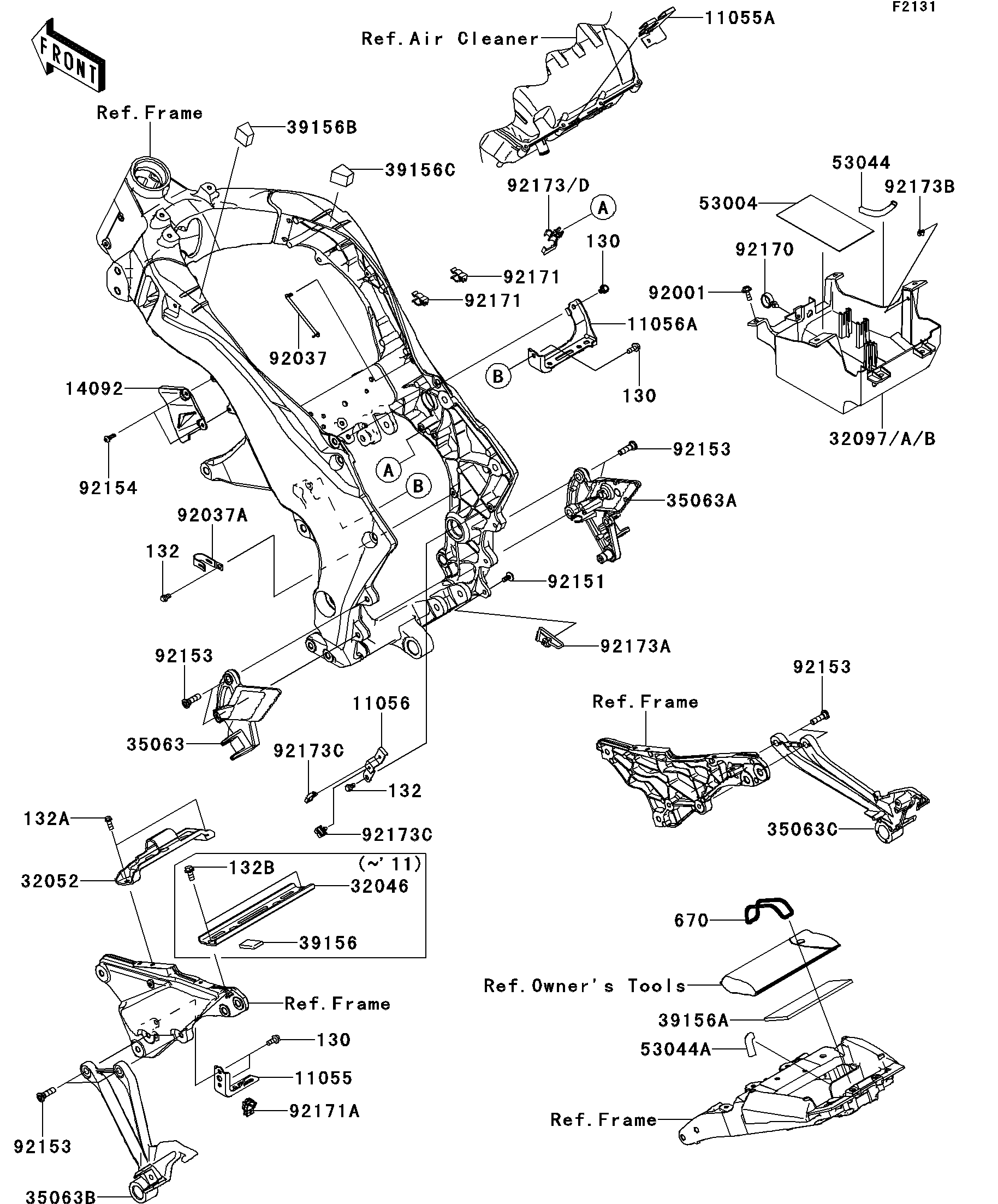 2012 Kawasaki Z1000 (ZR1000DCF) Frame Fittings Motorcycles