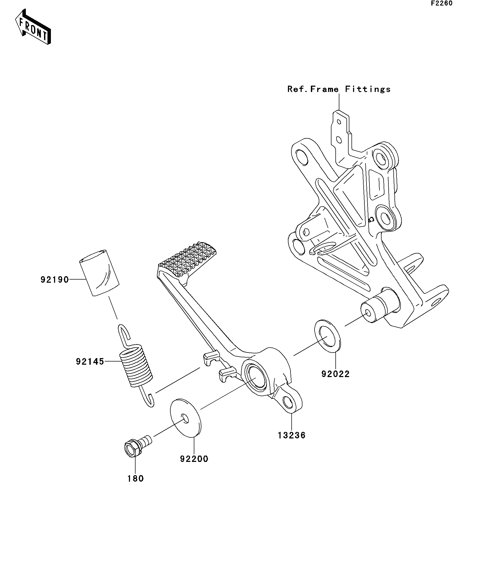 2014 Kawasaki NINJA® ZX™-10R (ZX1000JEF) Brake Pedal/Torque Link