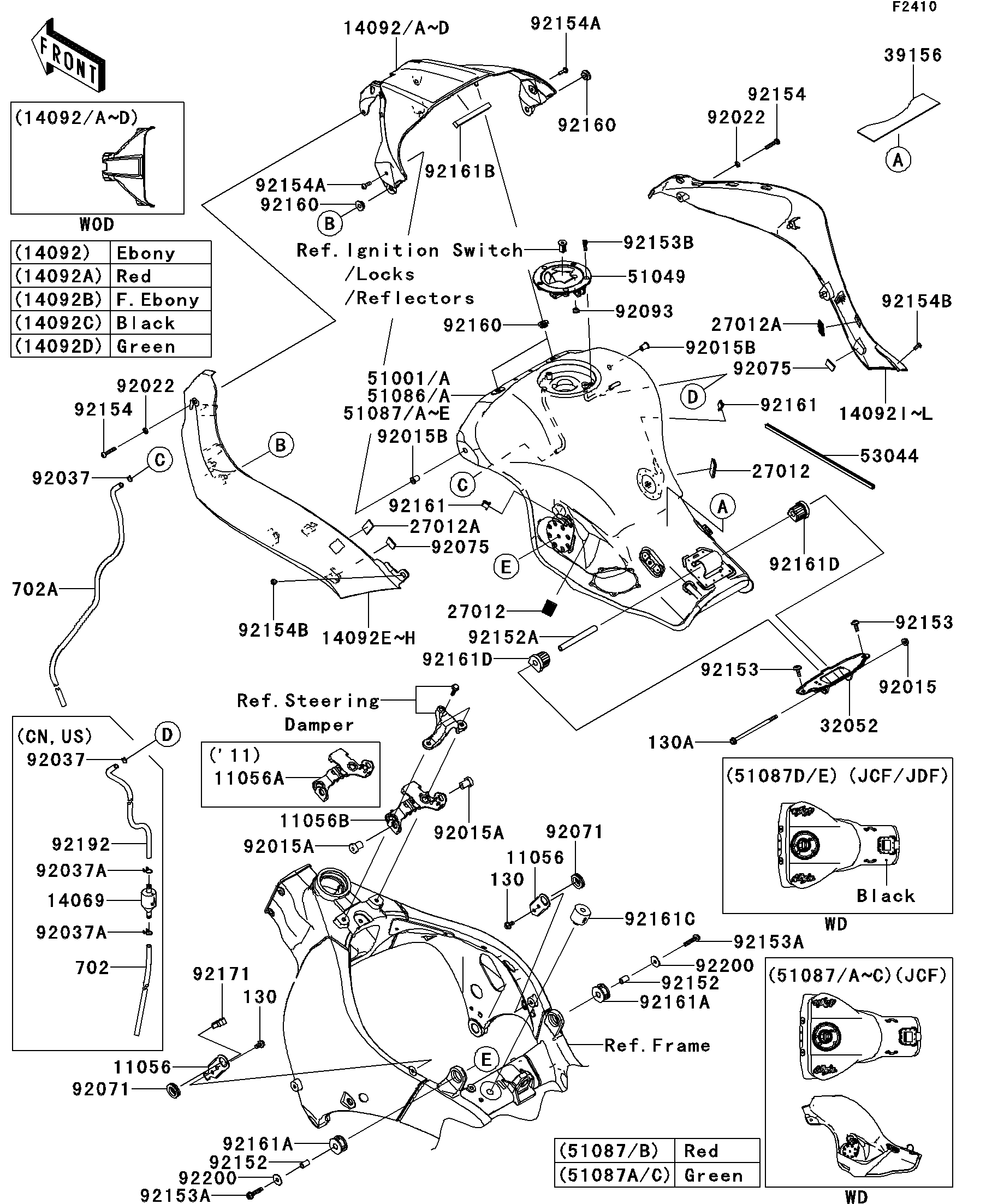 Nページ Kawasaki Motorcycle 1992 OEM Parts Diagram for Fuel
