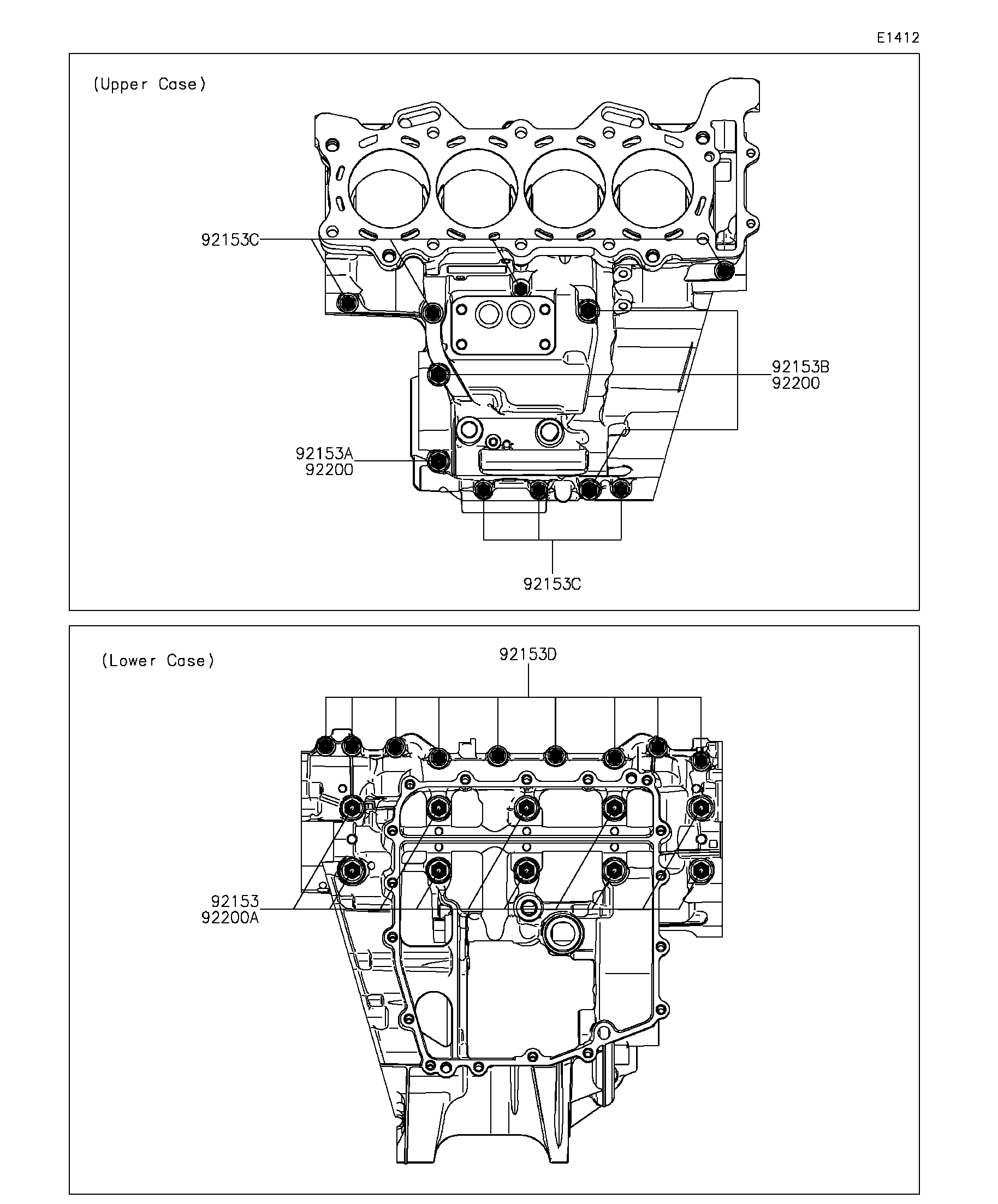 2015 Kawasaki NINJA® ZX™-6R (ZX636EFF) Crankcase Bolt Pattern
