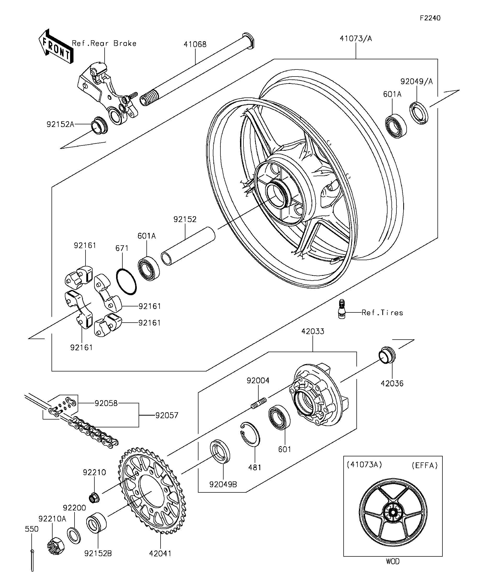 2015 Kawasaki NINJA® ZX™-6R (ZX636EFF) Rear Wheel/Chain