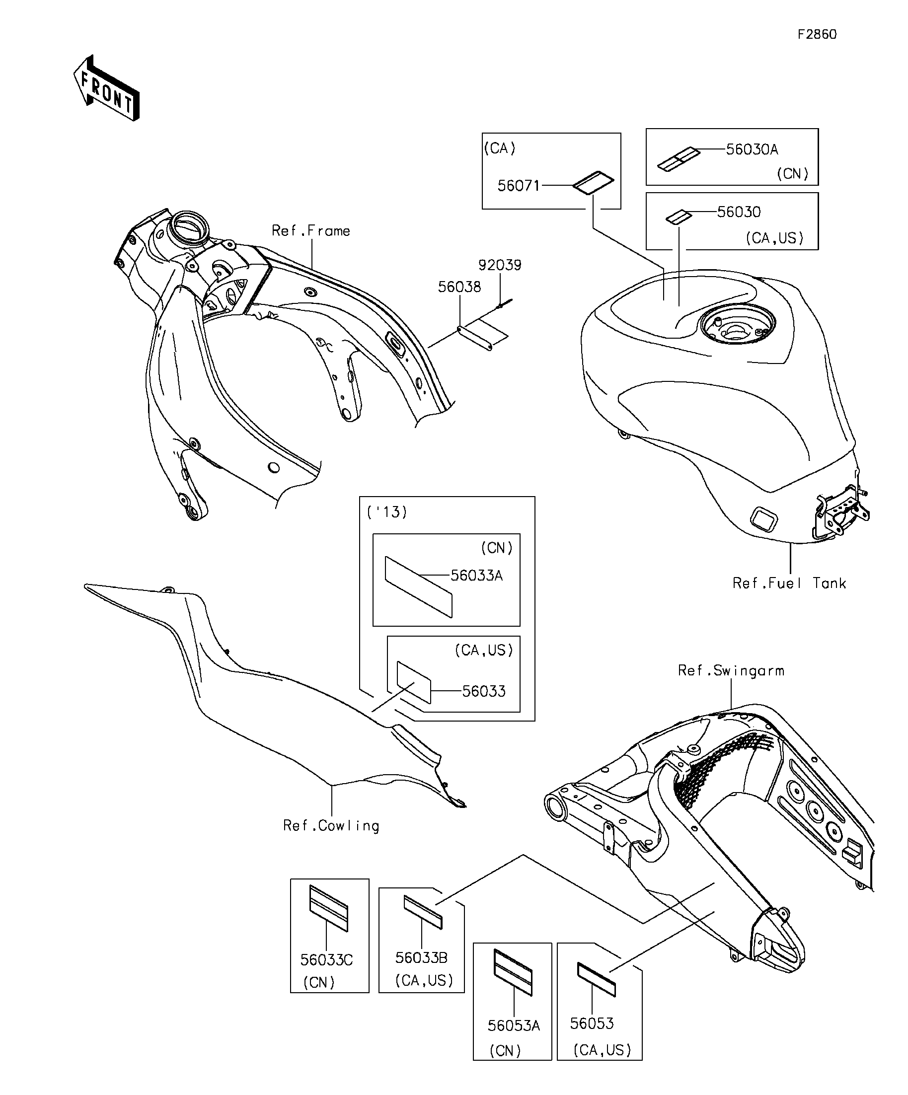 【Dページ】 2015 Kawasaki NINJA® ZX™-6R (ZX636EFF) Labels Motorcycles Parts
