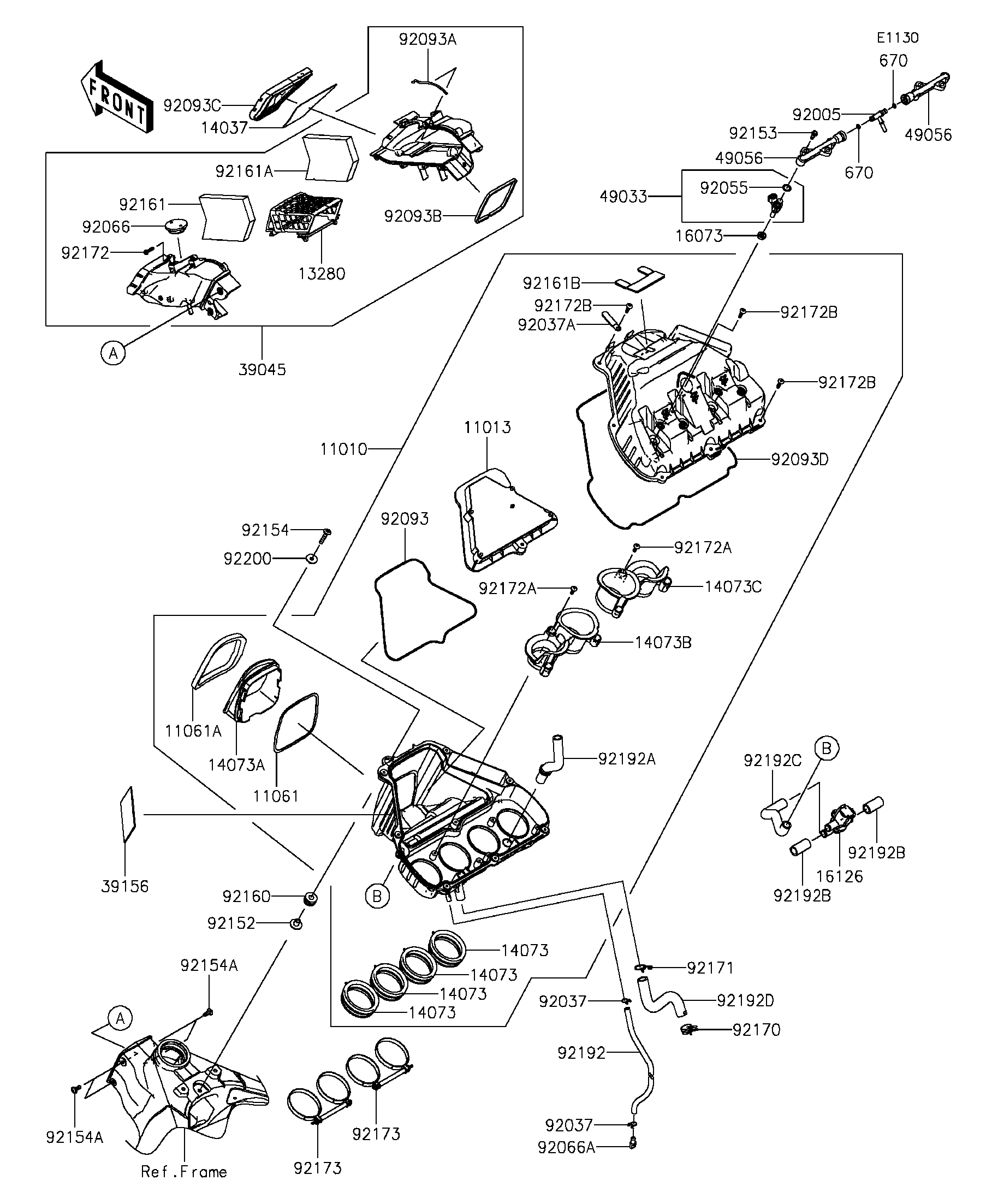 NTページ Kawasaki Motorcycle 1997 OEM Parts Diagram for CARBURETOR