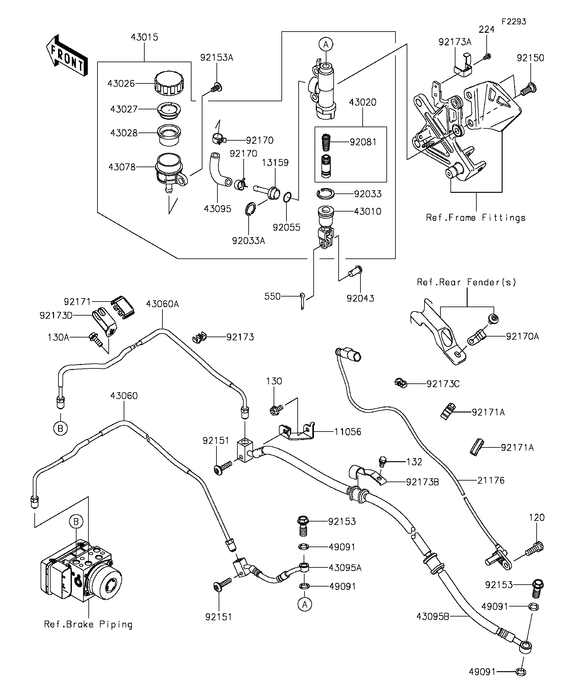 2015 Kawasaki Ninja® ZX™-10R ABS (ZX1000KFF) Rear Master Cylinder