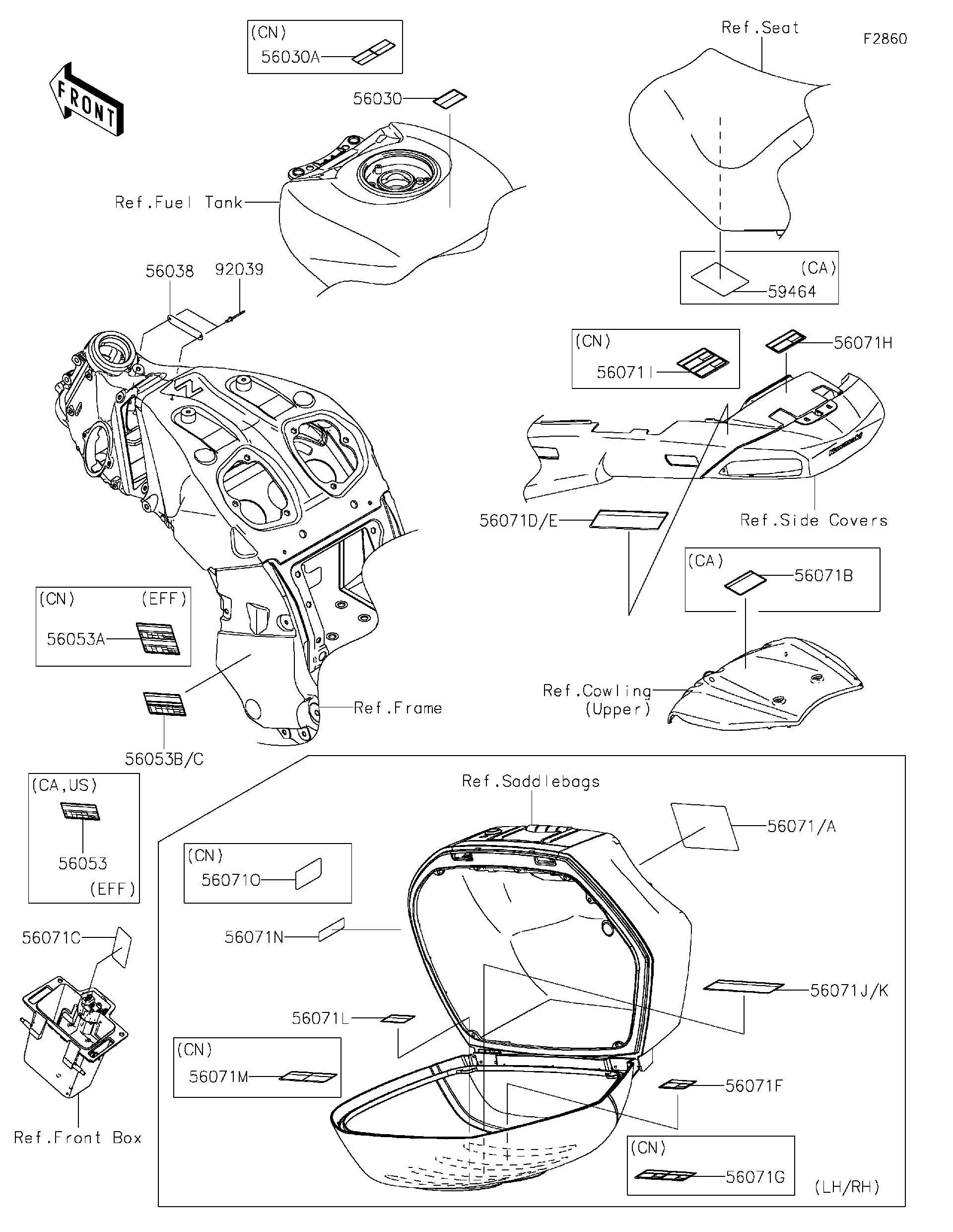 2015 Kawasaki Concours 14 ABS (ZG1400EFF) Labels Motorcycles Parts