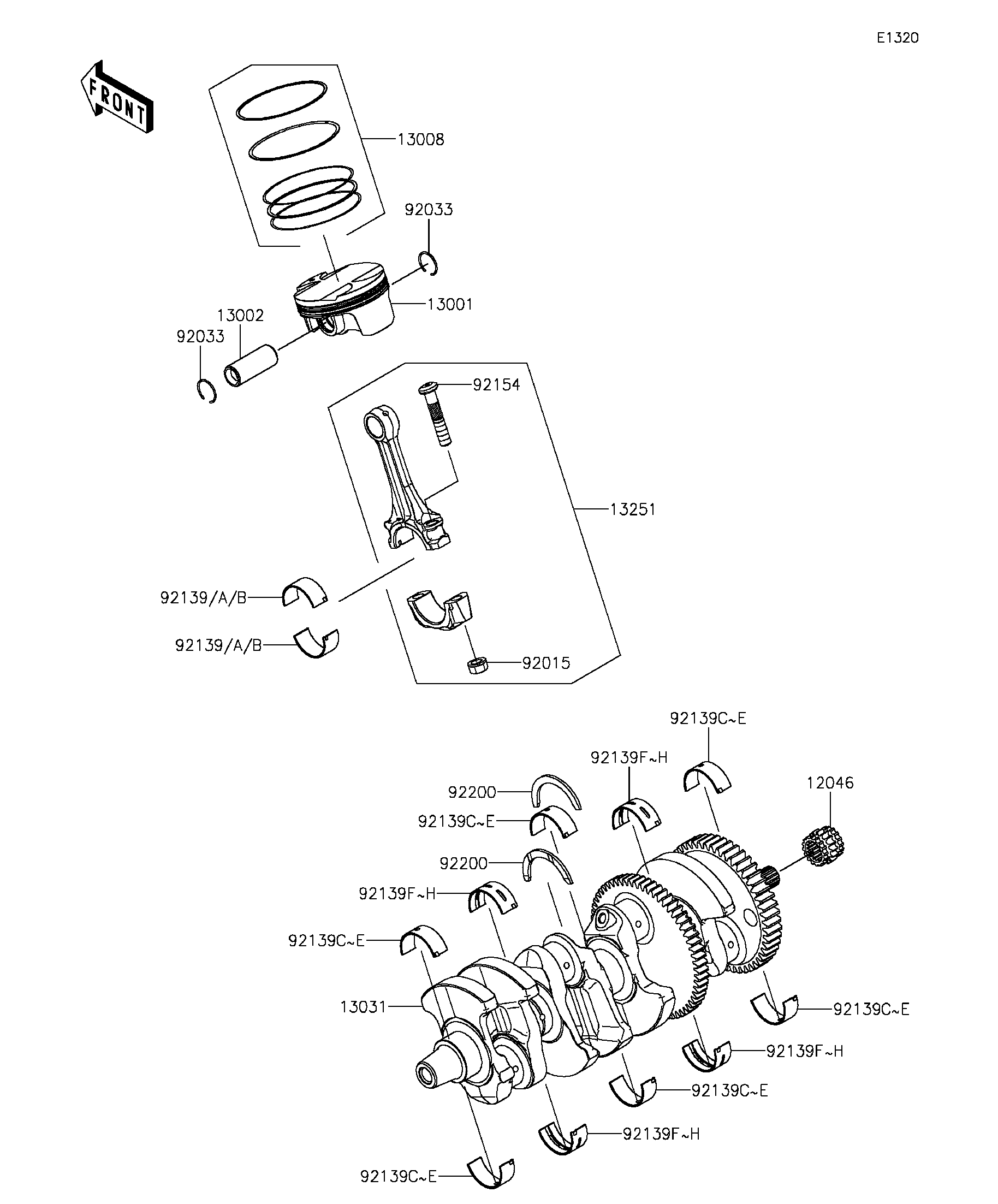 2016 Kawasaki Ninja H2R (ZX1000PGF) Crankshaft/Piston(s