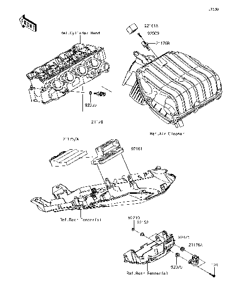 64 レイページ Kawasaki Motorcycle 2009 OEM Parts Diagram for Gear Change