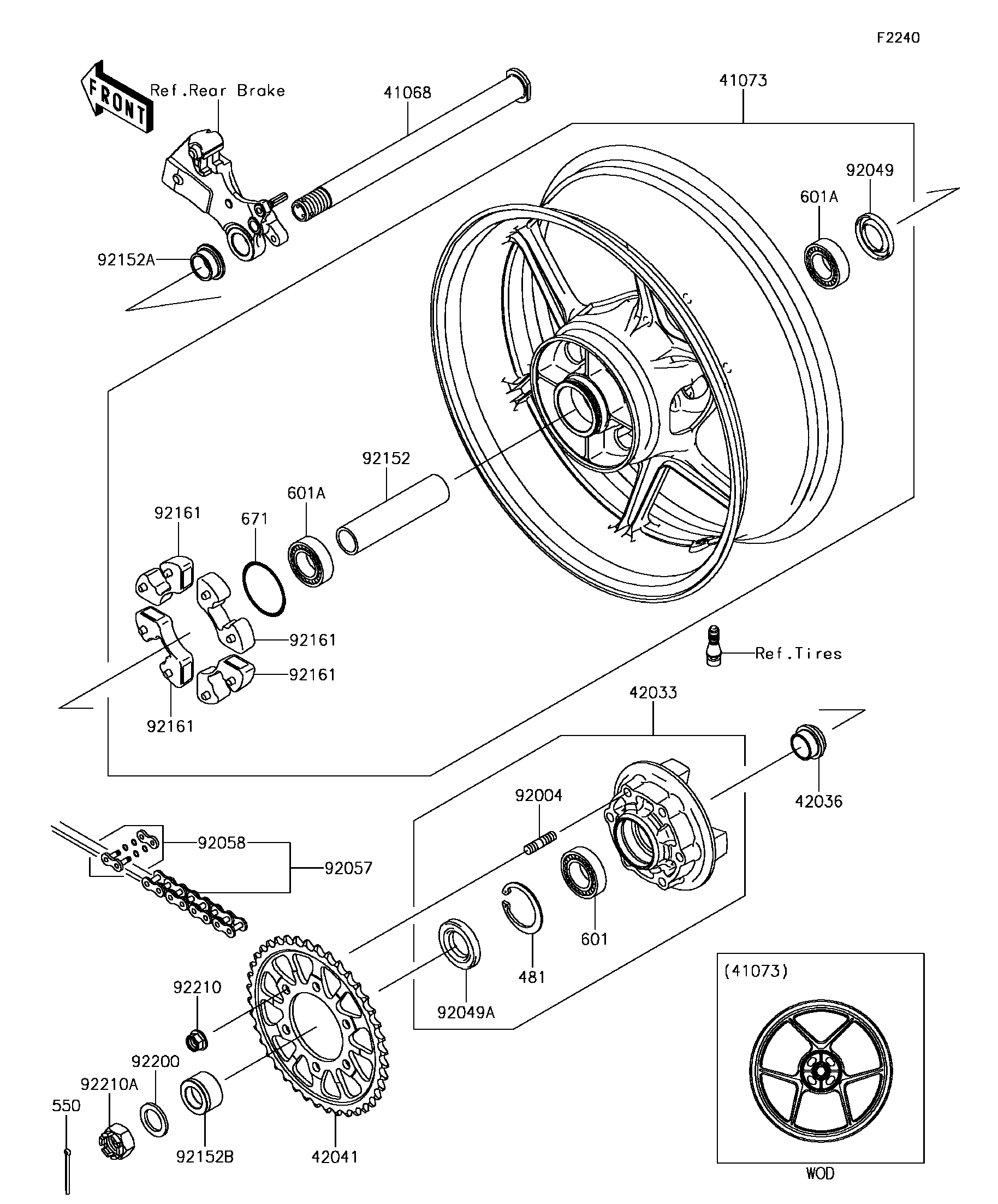 2016 Kawasaki Ninja ZX-6R (ZX636EGF) Rear Wheel/Chain