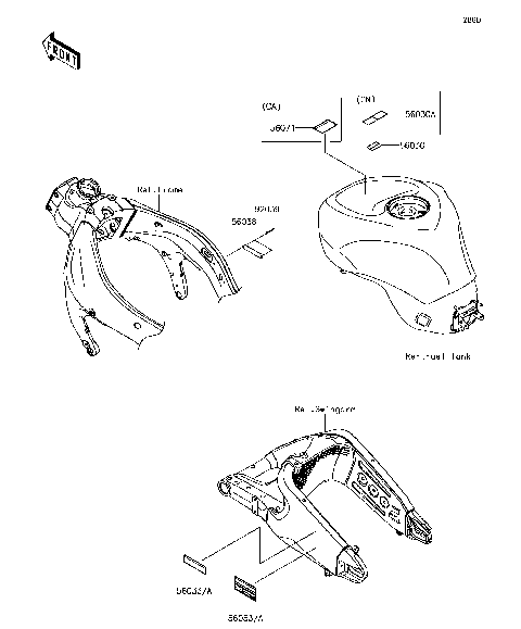 順 Kawasaki Motorcycle 2000 OEM Parts Diagram for Fuel