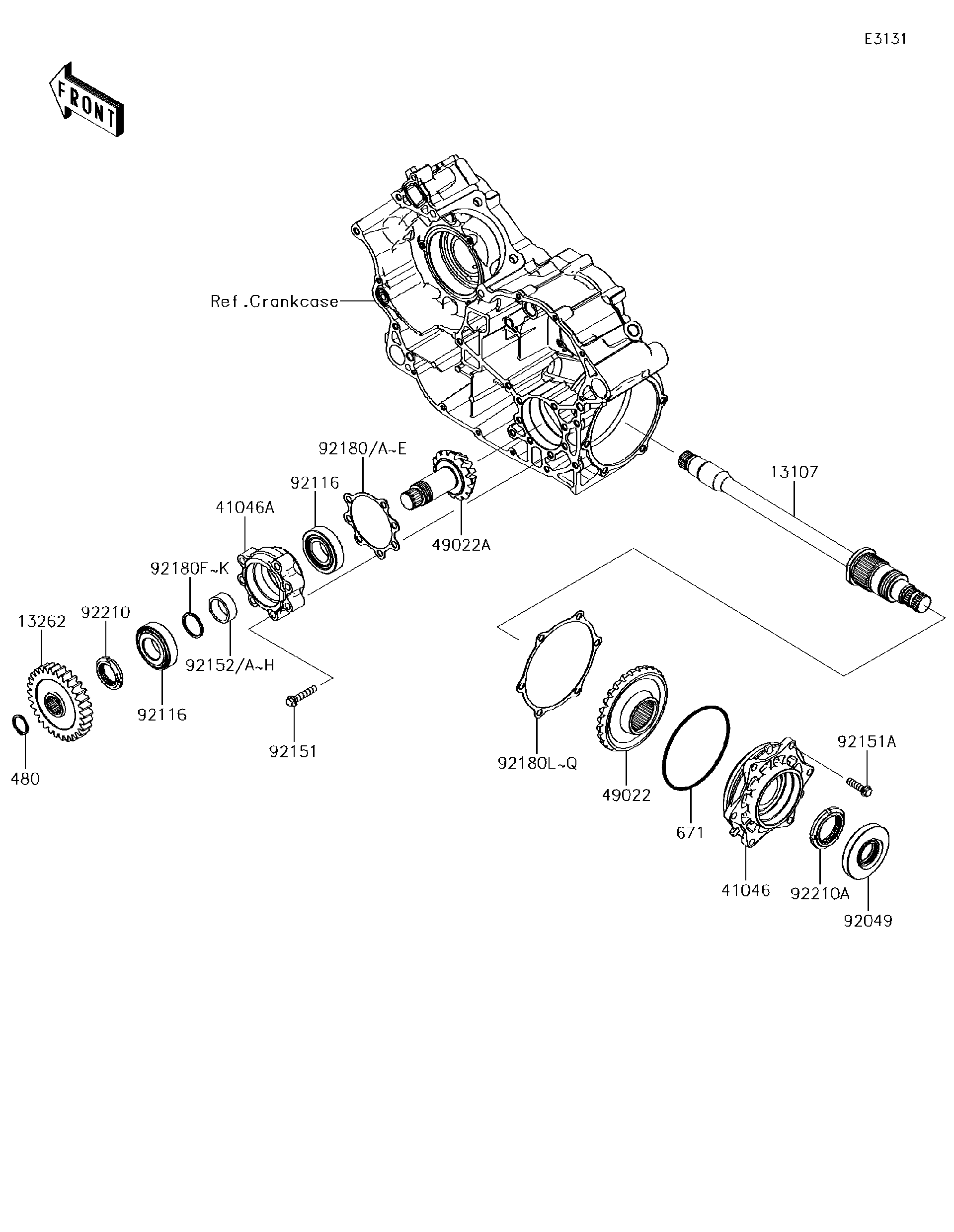 2018 Kawasaki TERYX® LE (KRF800GJF) Front Bevel Gear Utility
