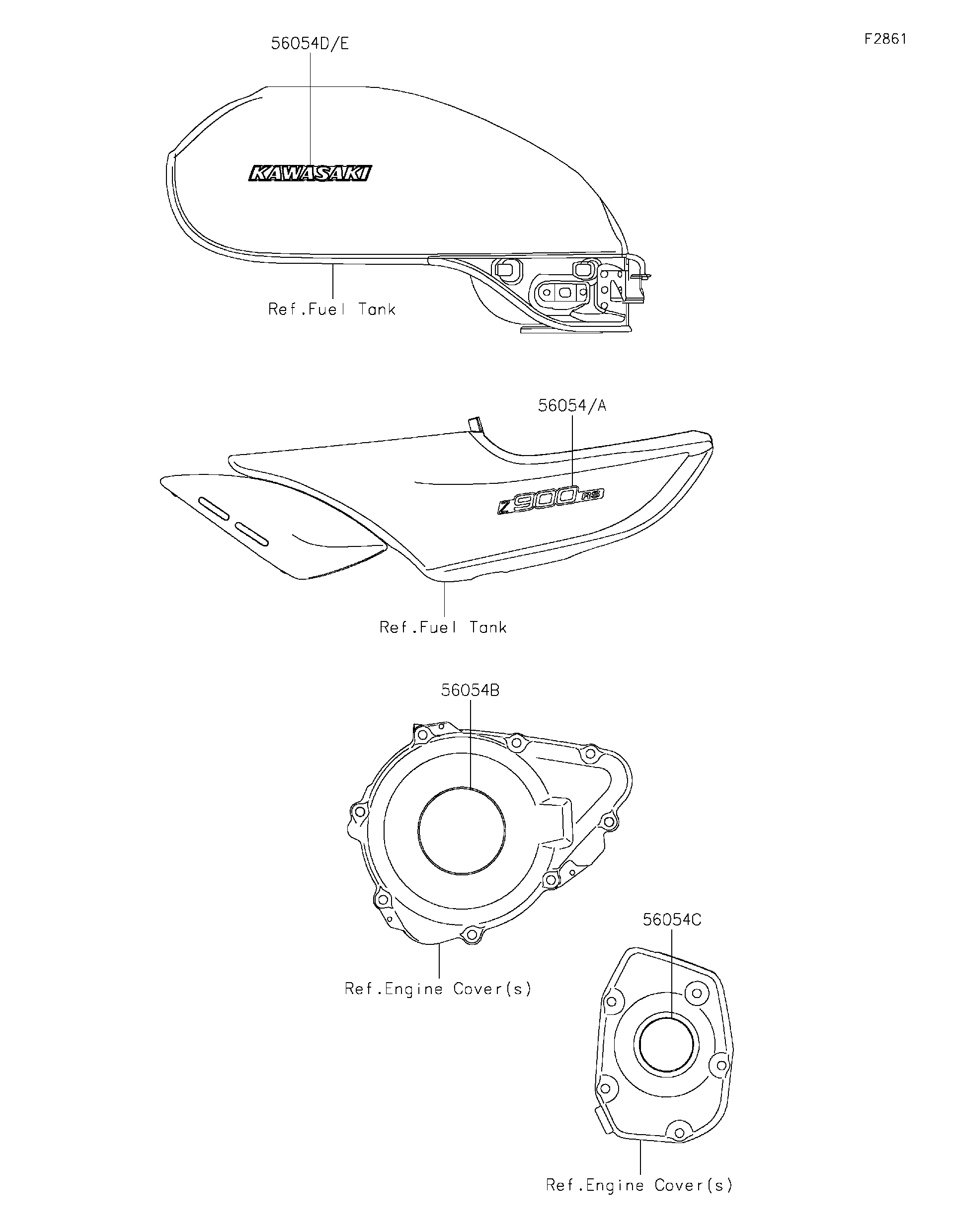 2025 Kawasaki Z900RS ABS (ZR900CSFBL) Decals Motorcycles Parts