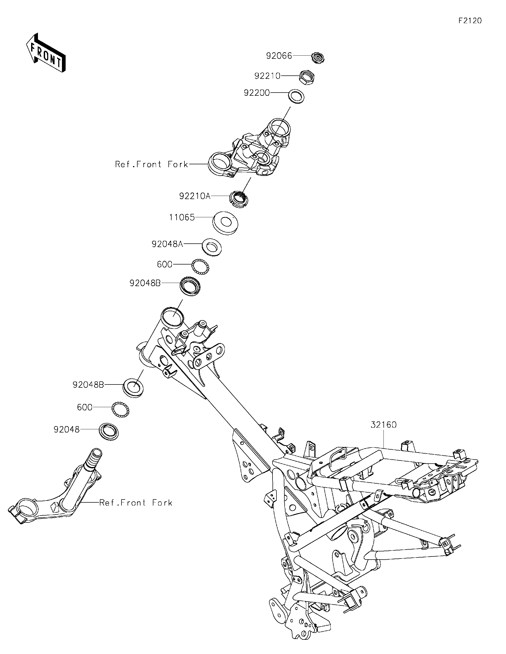 2025 Kawasaki Z125 PRO (BR125JSFAN) Frame Motorcycles Parts