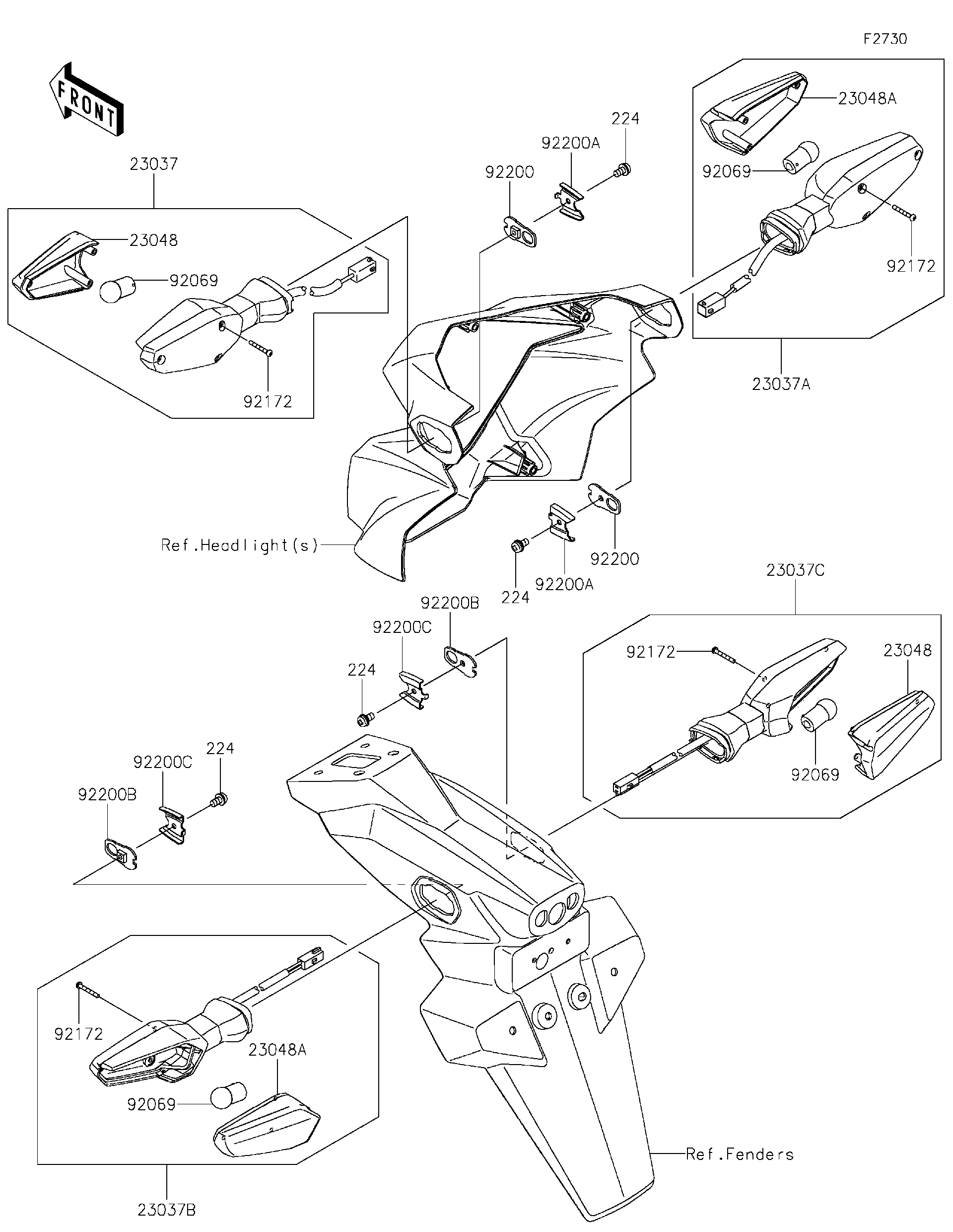 2025 Kawasaki Z125 PRO (BR125JSFNL) Turn Signals Motorcycles Parts