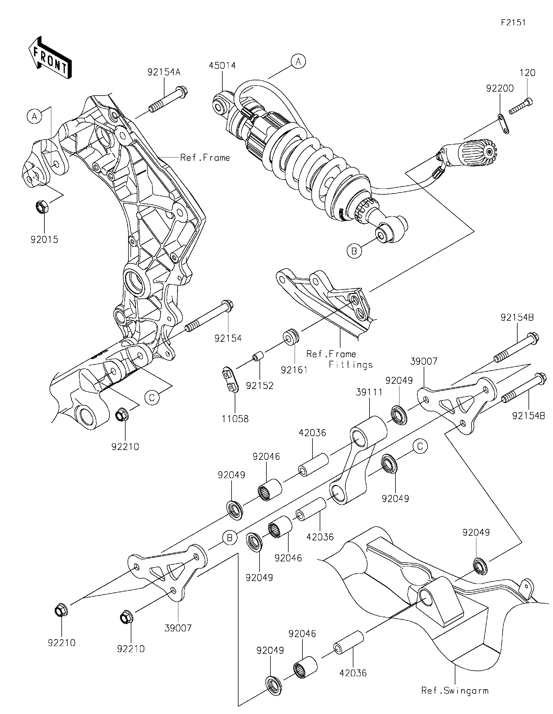 2026 Kawasaki NINJA® 1100SX SE ABS (ZX1100JTFAL) Suspension/Shock