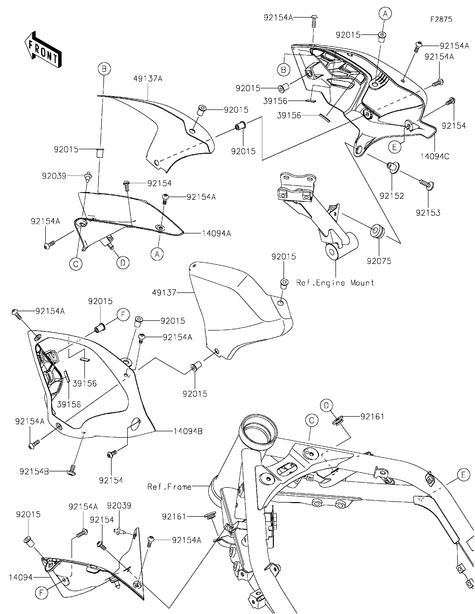 2026 Kawasaki Z900 SE ABS (ZR900TTFNL) Shroud Motorcycles Parts