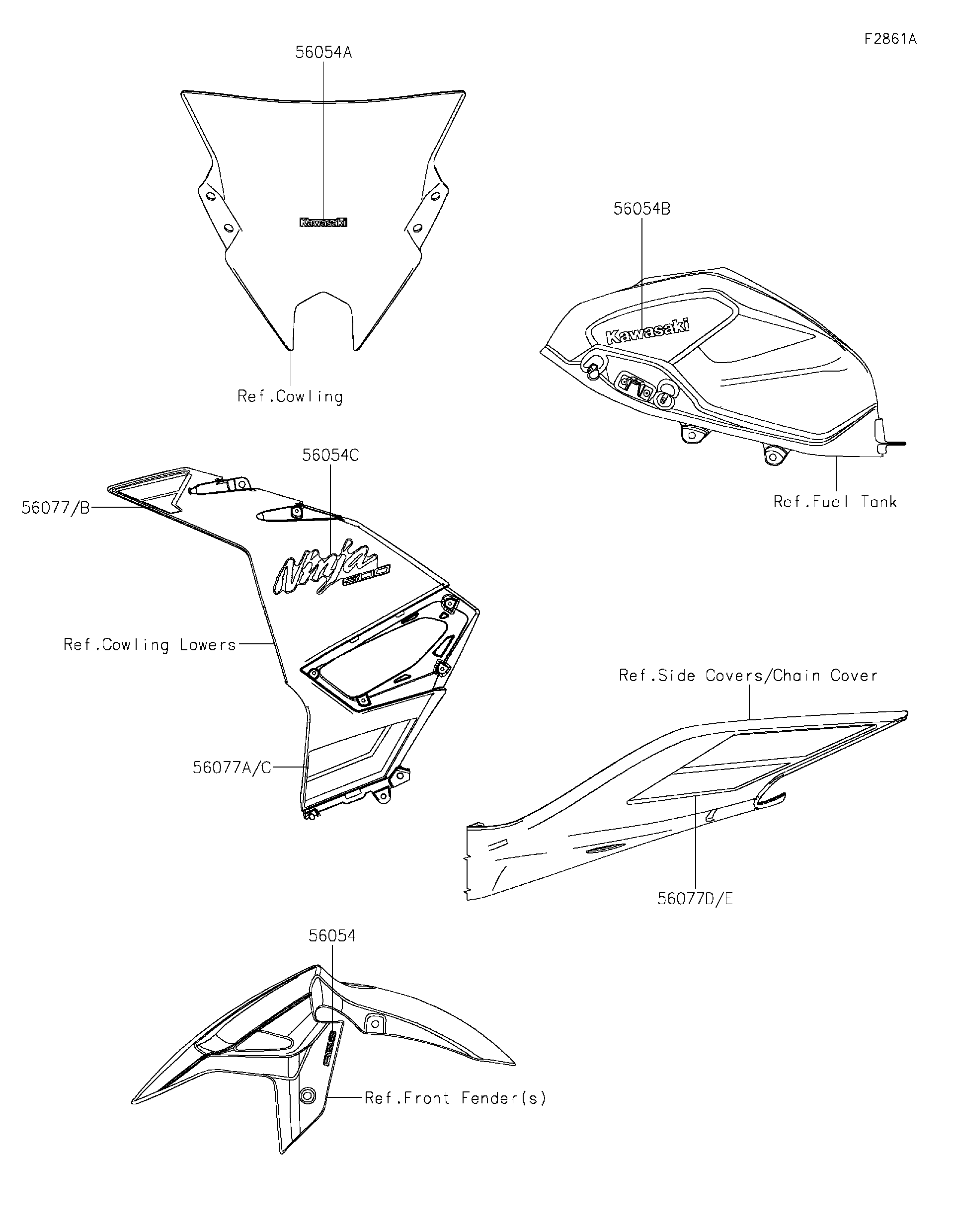 2026 Kawasaki Ninja 500 ABS (EX500GTFAL) Decals(Blue)(GTFAN/GTFAL