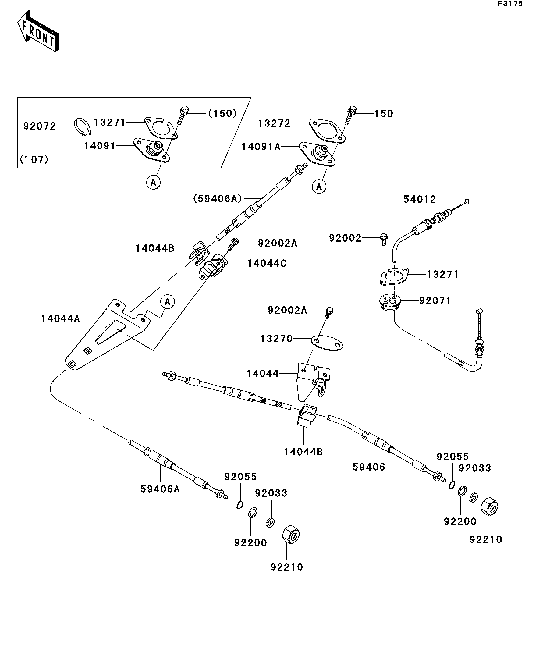 2008 Kawasaki Ultra 250X (JT1500B8F) Cables Watercraft Parts