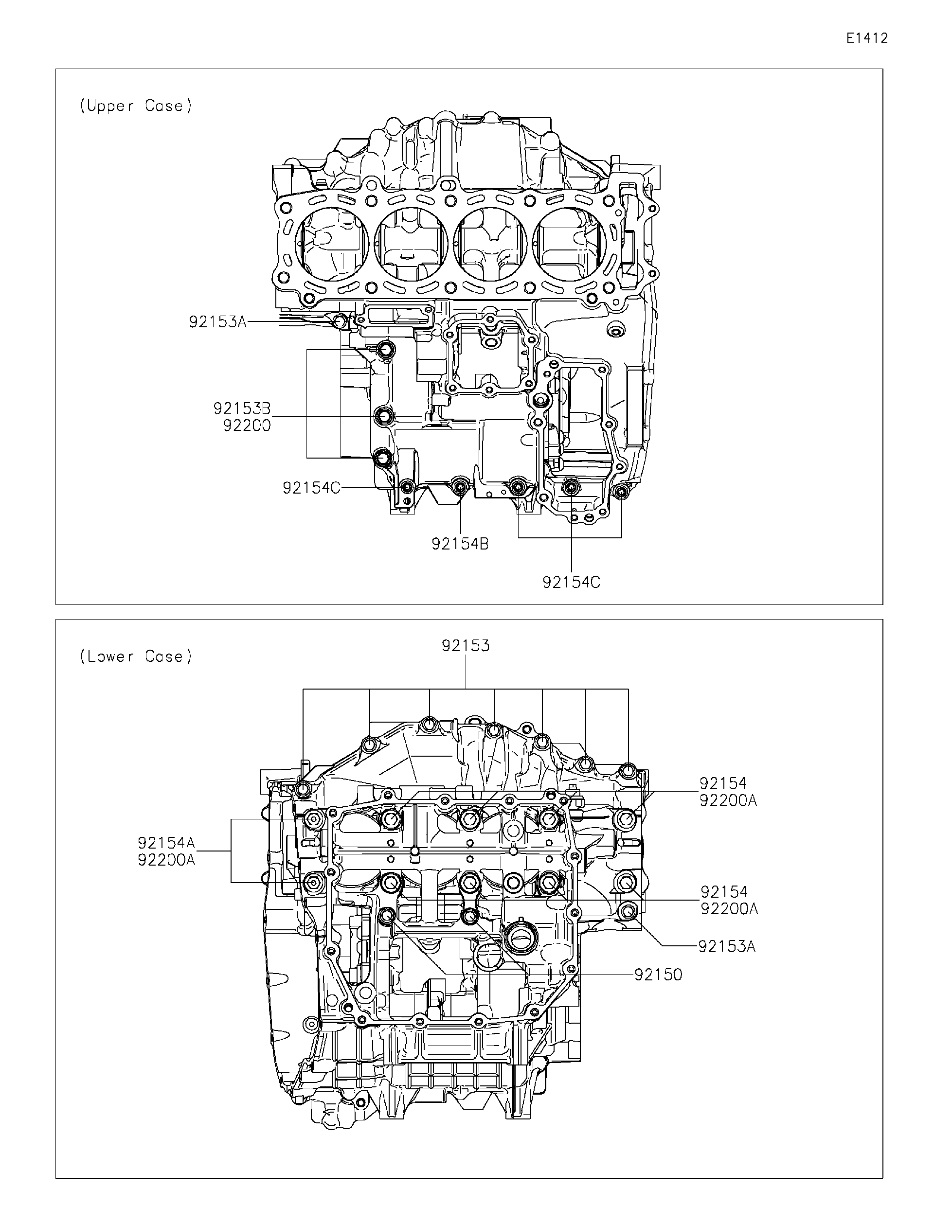2020 Kawasaki Z H2 (ZR1000KLF) Crankcase Bolt Pattern
