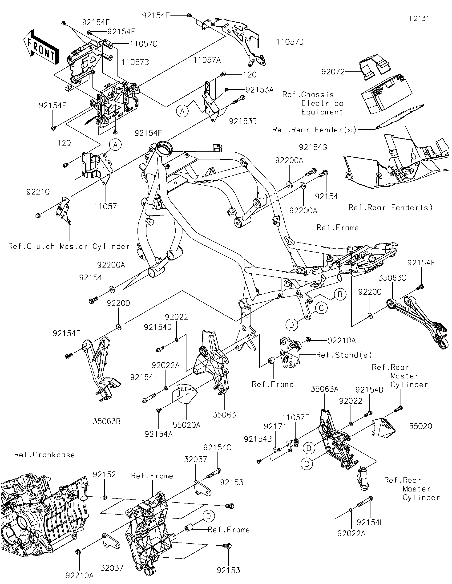 2020 Kawasaki Z H2 (ZR1000KLFA) Frame Fittings Motorcycles Parts